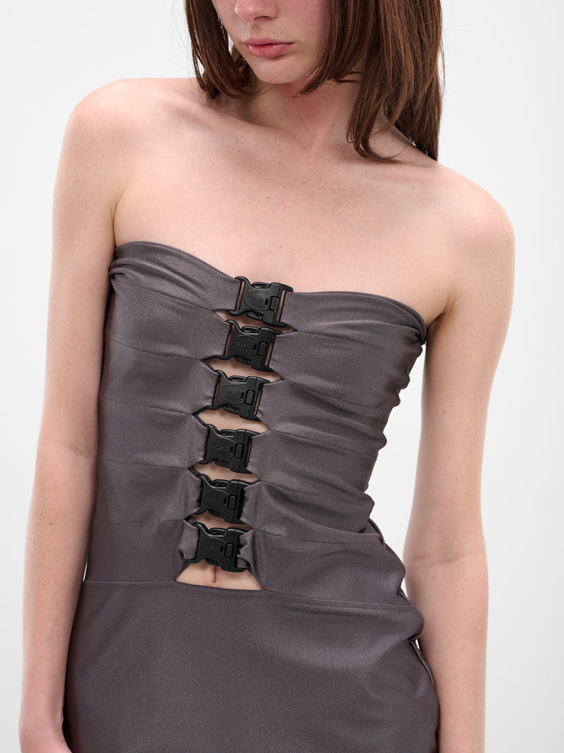 Gray Multi Buckle Midi Dress (COPR231F5001-GREY)