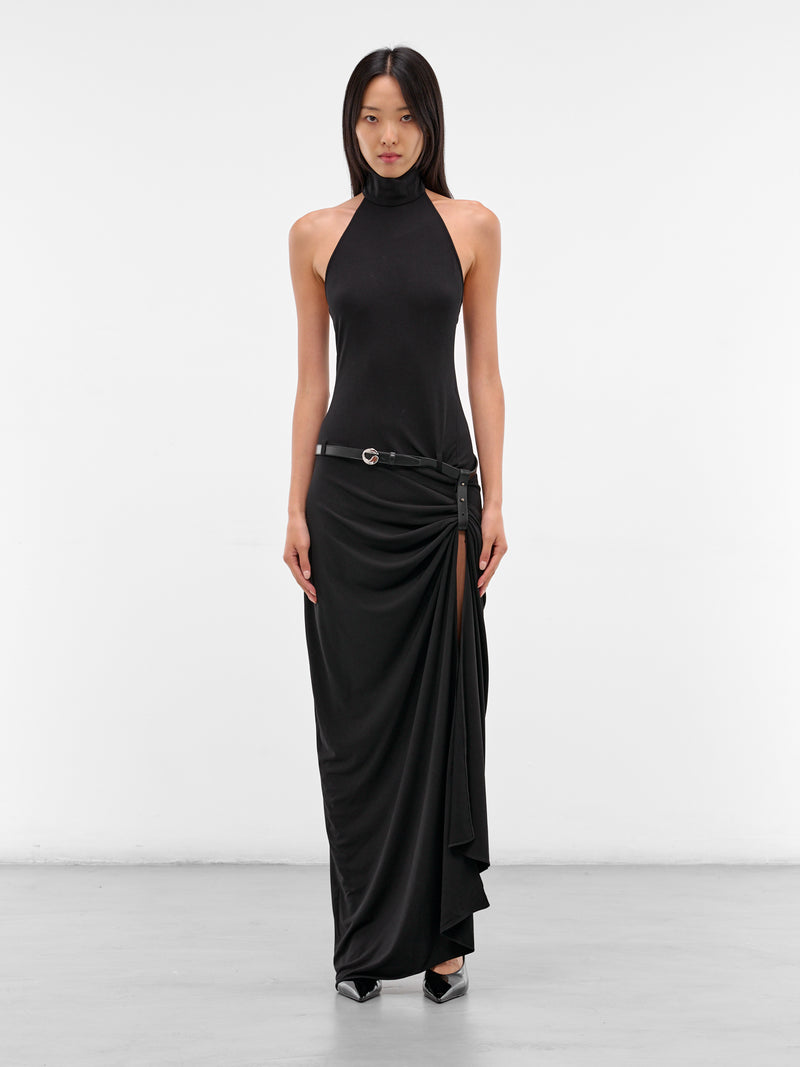 Black Suspended Halter Maxi Dress (COPR238F5022-BLACK)