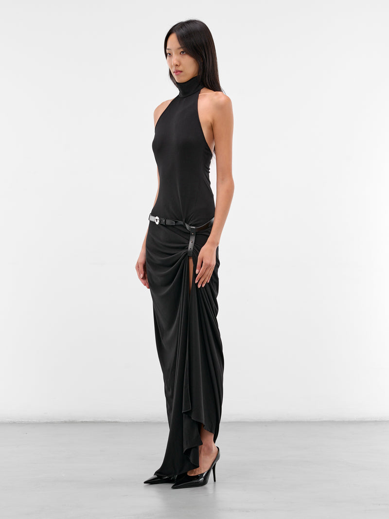 Black Suspended Halter Maxi Dress (COPR238F5022-BLACK)