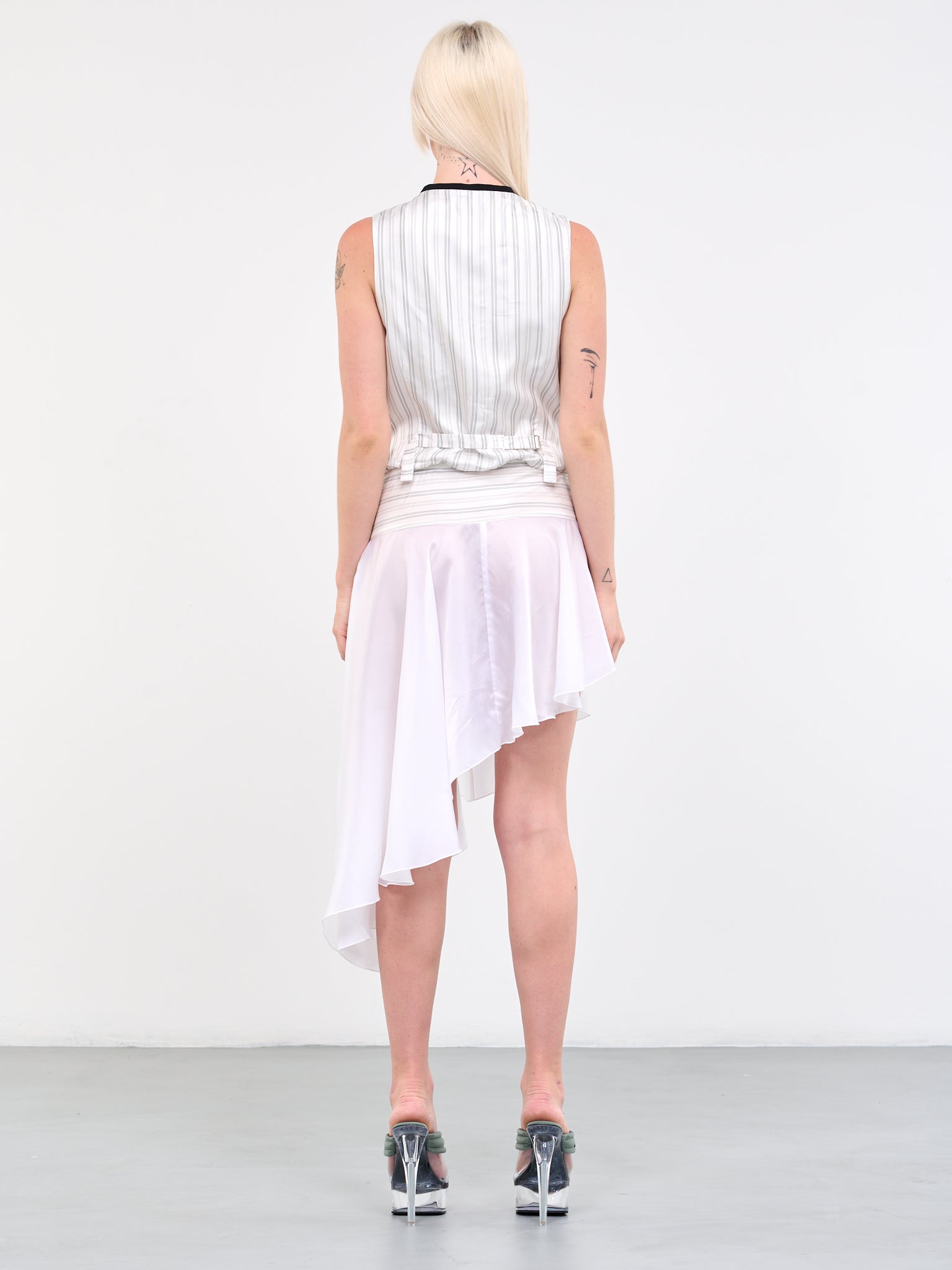 Tailored Vest Dress (COPR60106-BLIV-BLACK-IVORY)