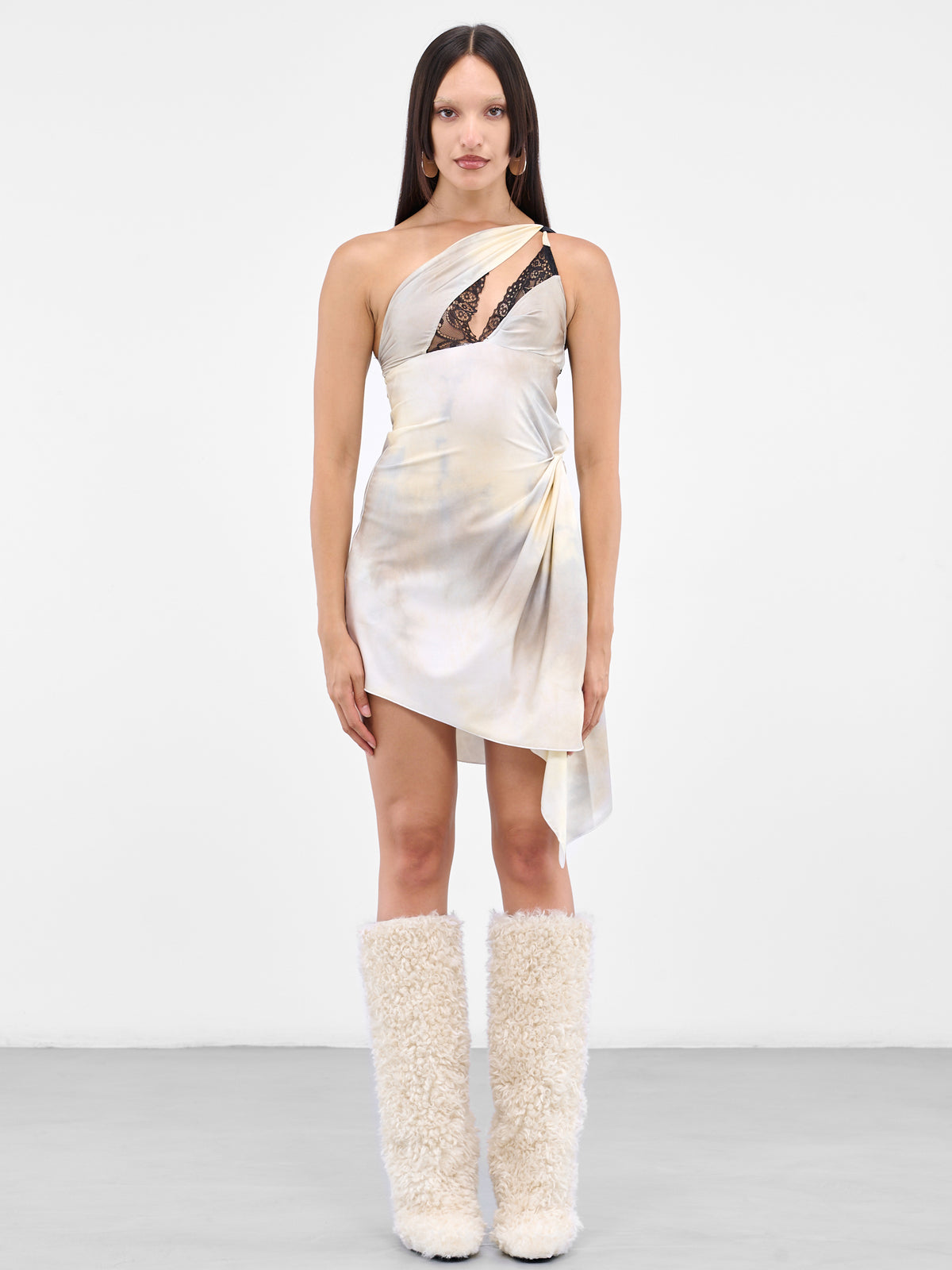 Asymmetric Mini Dress (COPR64543-BONE)