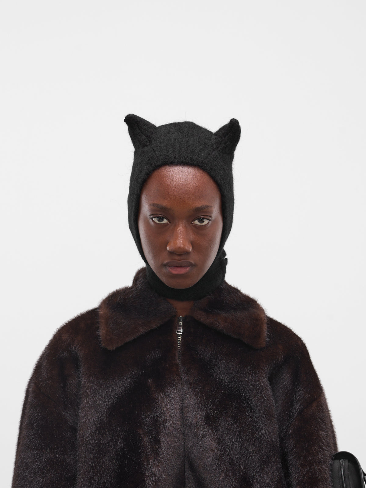 Black Horned Knit Beanie (COPSA06Y3005-BLACK)