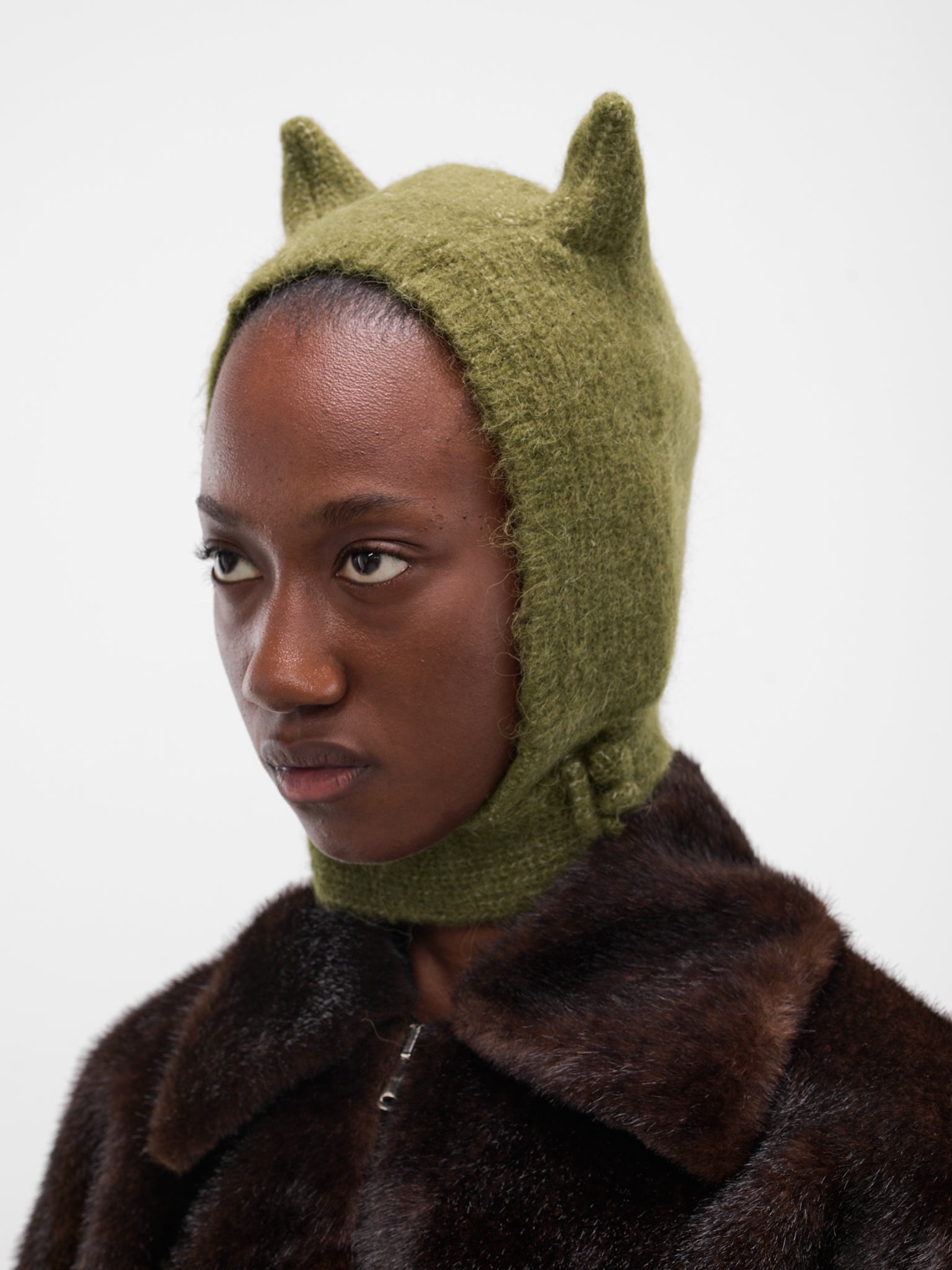 Green Horned Knit Beanie (COPSA06Y3005-GREEN)