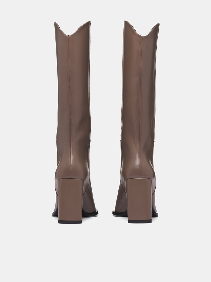 Brown Leather Bridge Cowboy Boots (COPSH16F6004-BROWN)