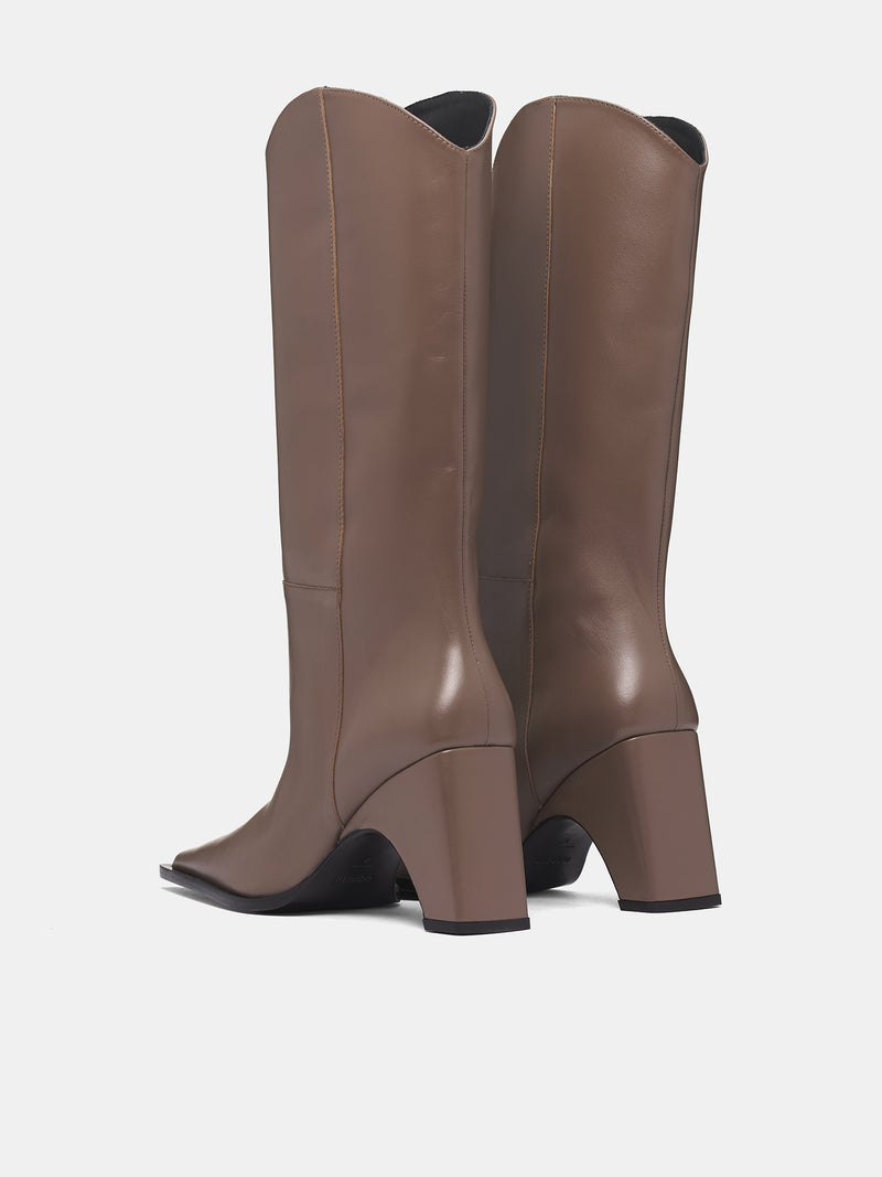 Brown Leather Bridge Cowboy Boots (COPSH16F6004-BROWN)