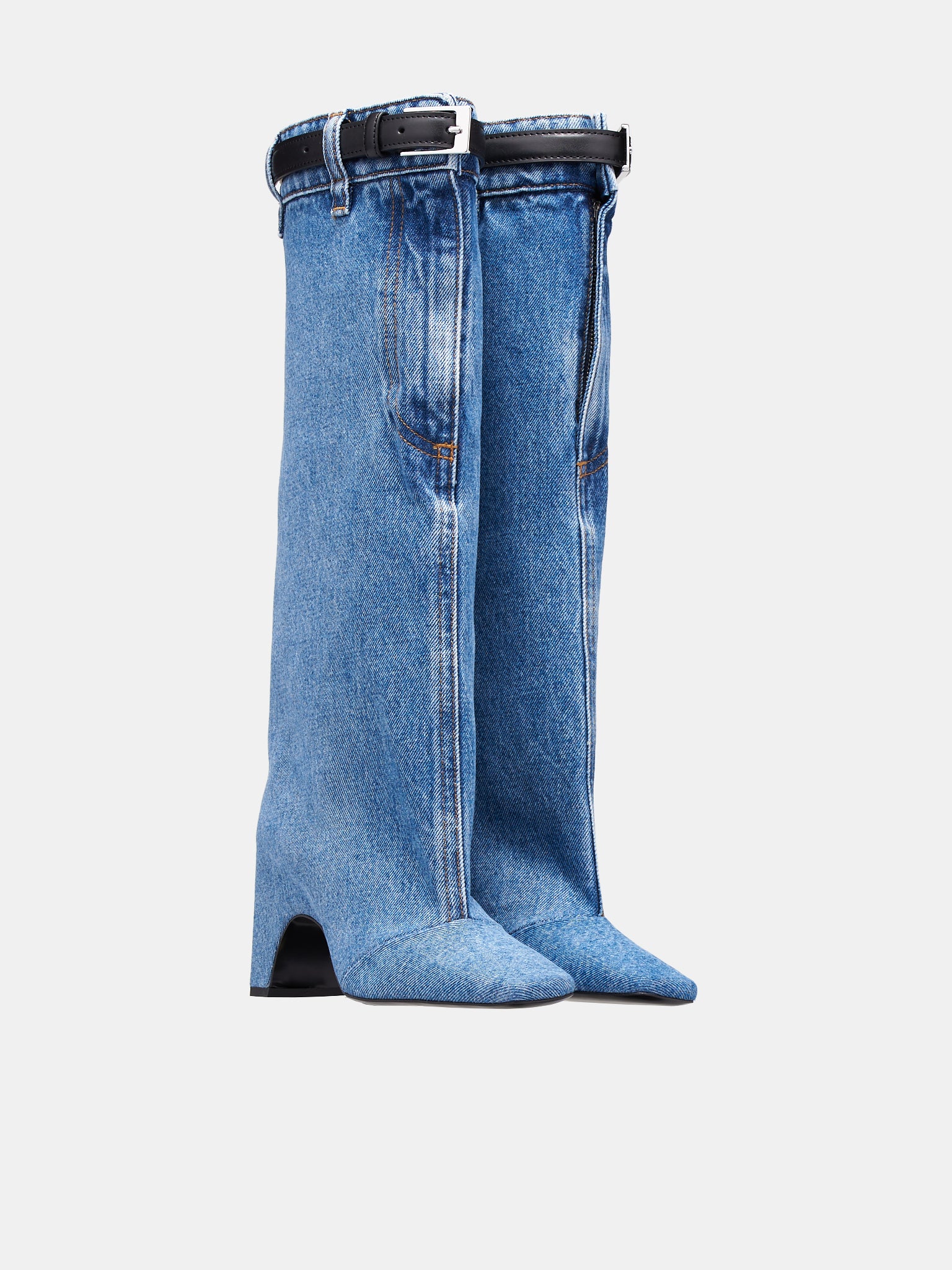 Denim Open Knee Bridge Boots (COPSH50202-WASHED-BLUE)