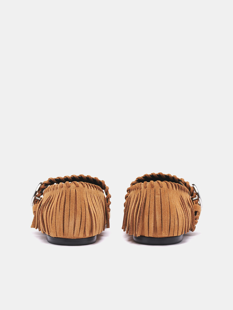 Suede Fringe Five-Toe Ballet Flat (COPSH83F6049-BROWN)