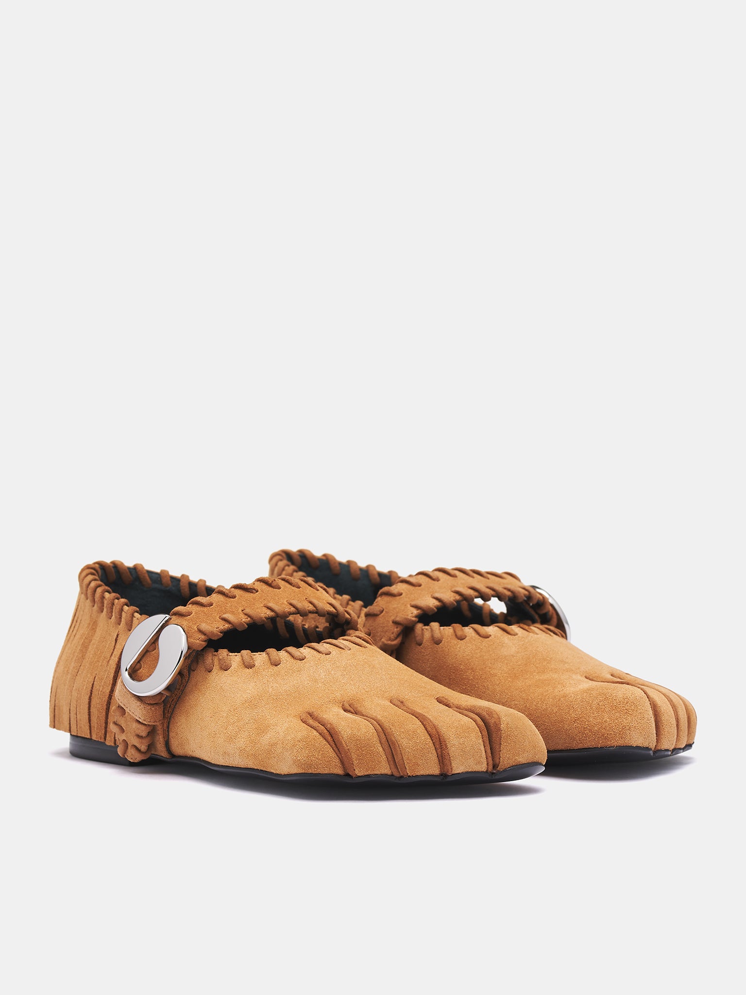 Suede Fringe Five-Toe Ballet Flat (COPSH83F6049-BROWN)