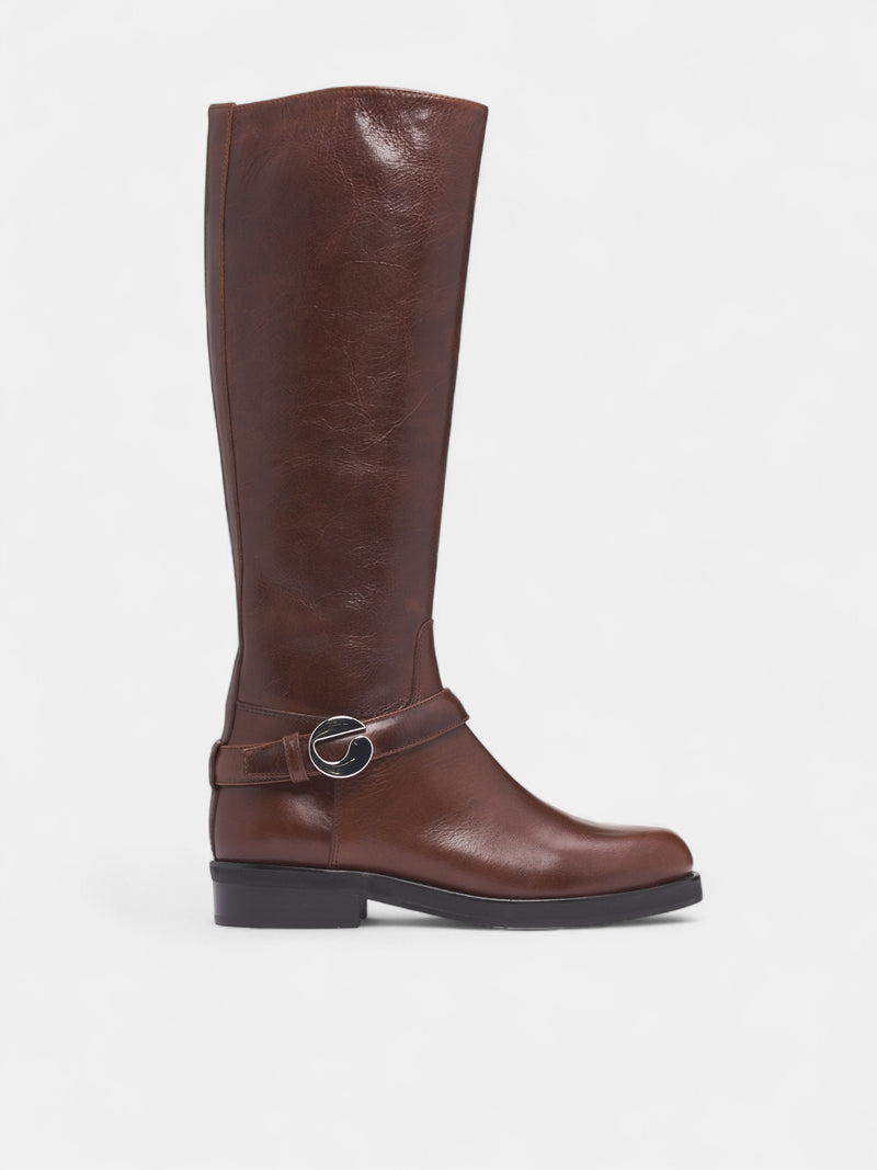 Brown Leather High Cavalier Boots (COPSH85F6064-BROWN)