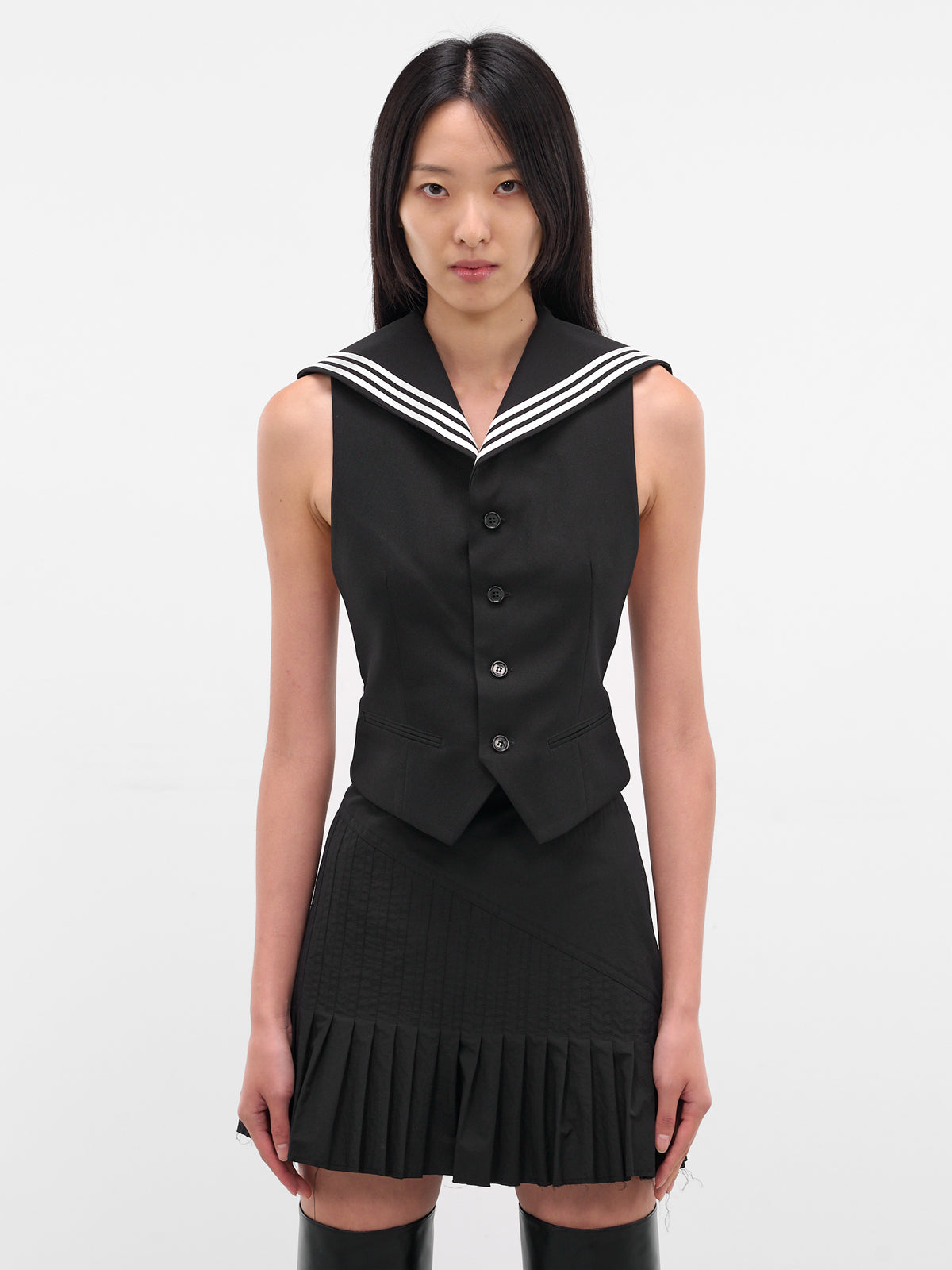 Black Uniform Cape Vest (COPT108F3004-BLACK)