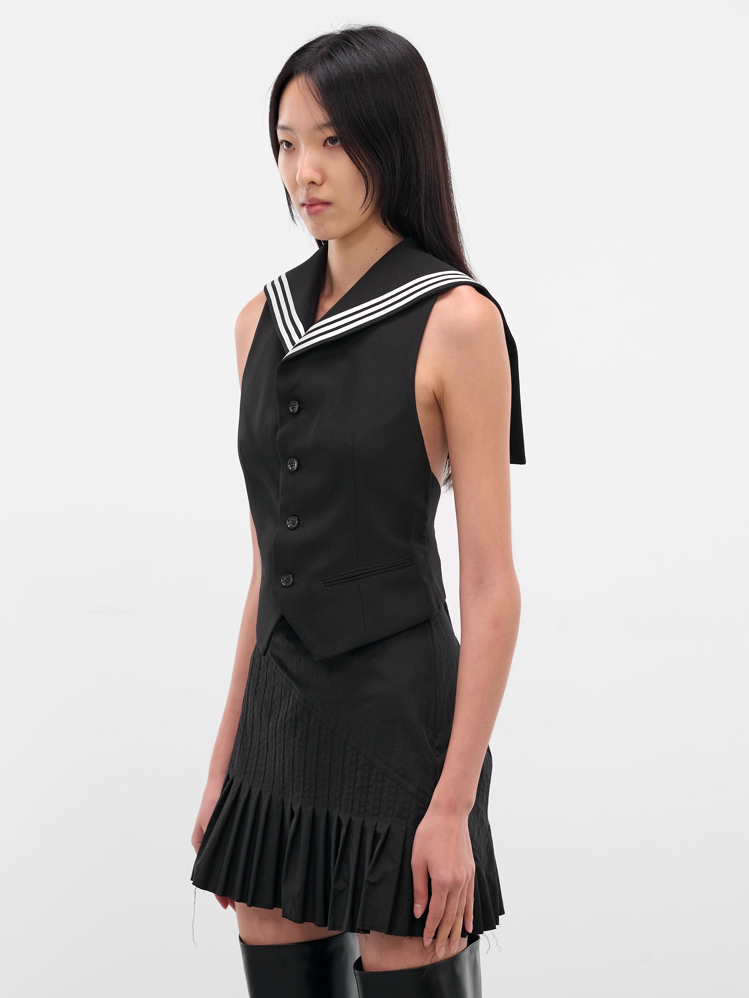 Black Uniform Cape Vest (COPT108F3004-BLACK)
