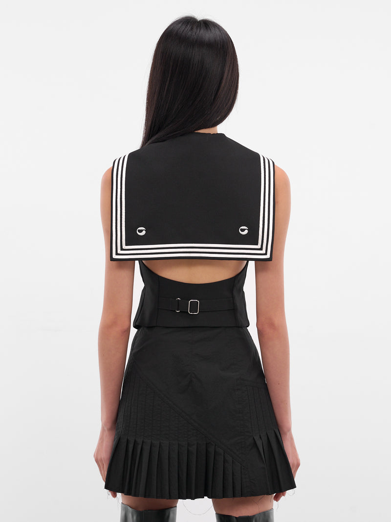 Black Uniform Cape Vest (COPT108F3004-BLACK)