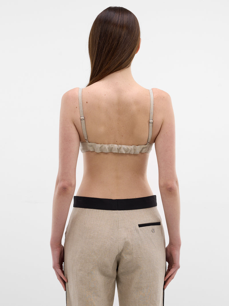 Beige Linen Flower Bikini Top (COPT118F2060-BEIGE)