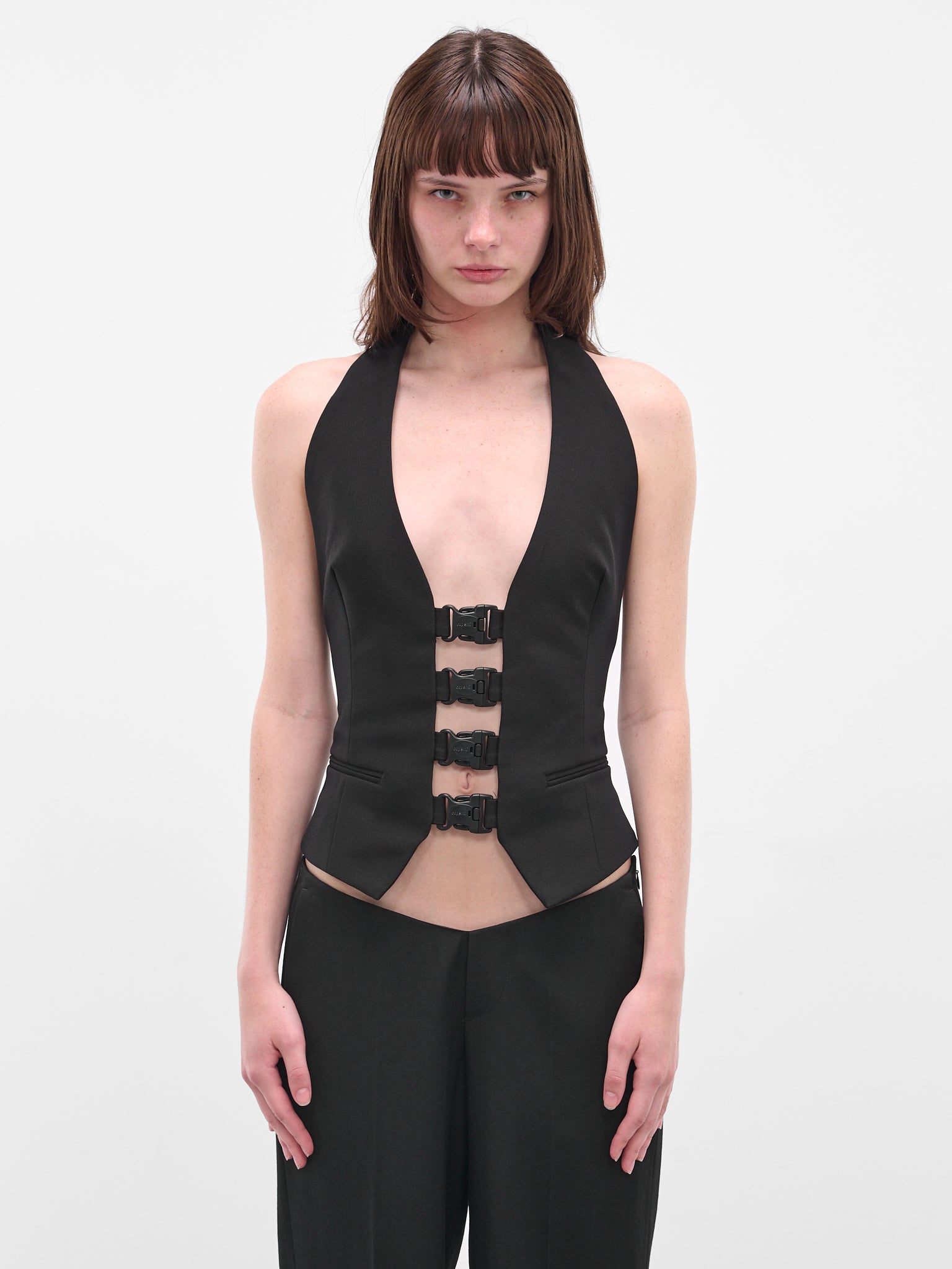 Black Multi Buckle Waistcoat (COPT35F3004-BLACK)