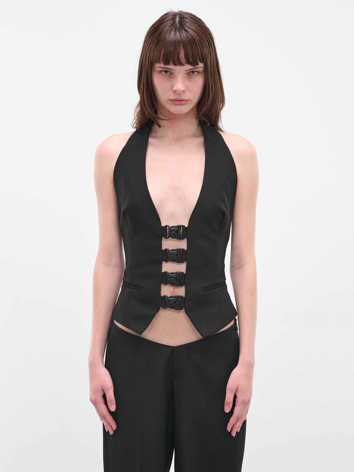 Black Multi Buckle Waistcoat (COPT35F3004-BLACK)