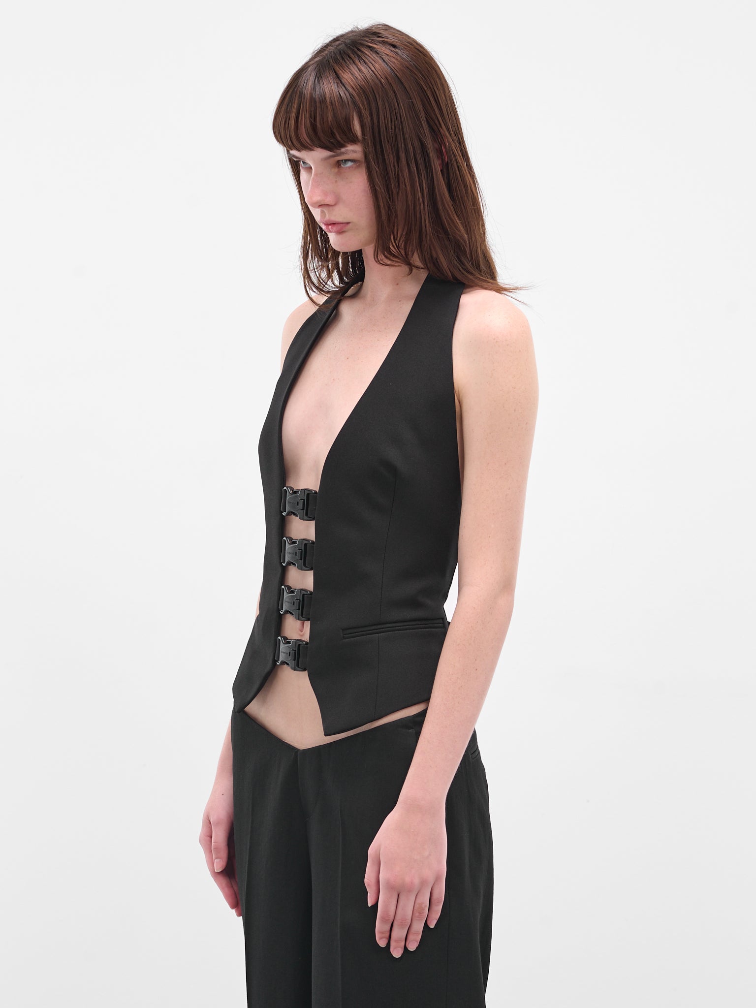 Black Multi Buckle Waistcoat (COPT35F3004-BLACK)
