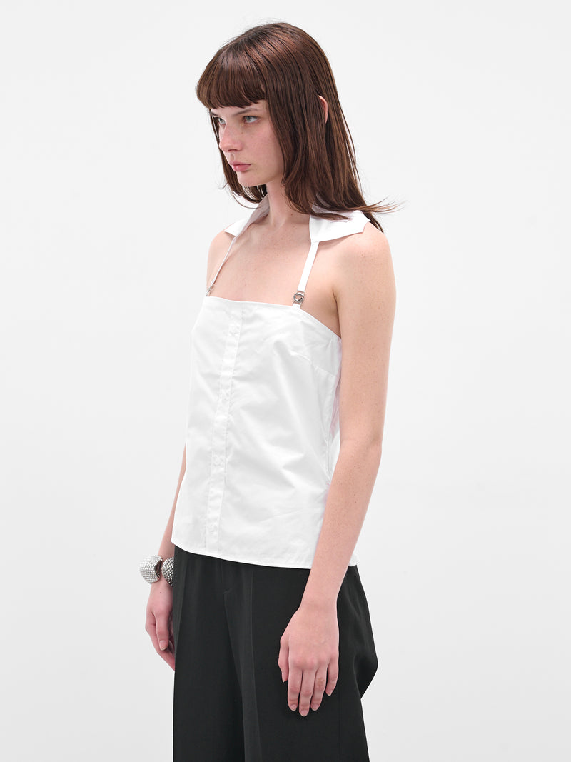 White Collared Halter Bustier (COPT96F2010-WHITE)