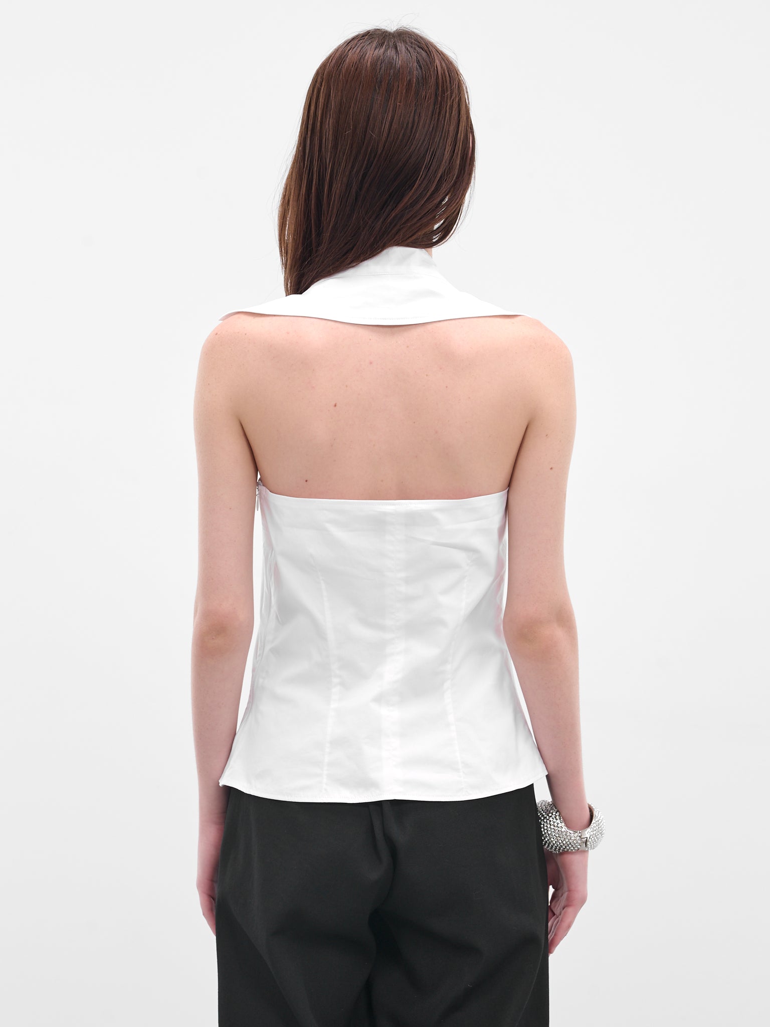 White Collared Halter Bustier (COPT96F2010-WHITE)