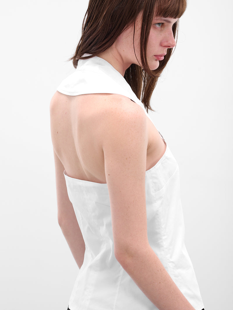 White Collared Halter Bustier (COPT96F2010-WHITE)