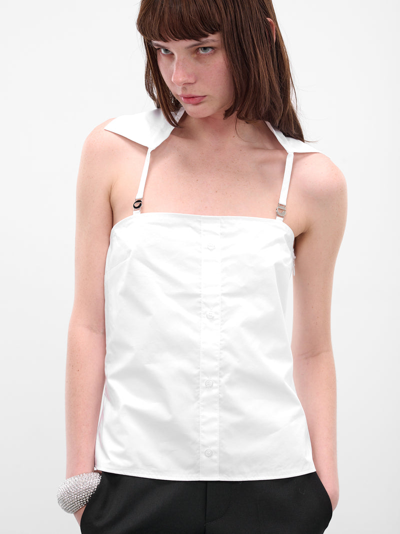 White Collared Halter Bustier (COPT96F2010-WHITE)