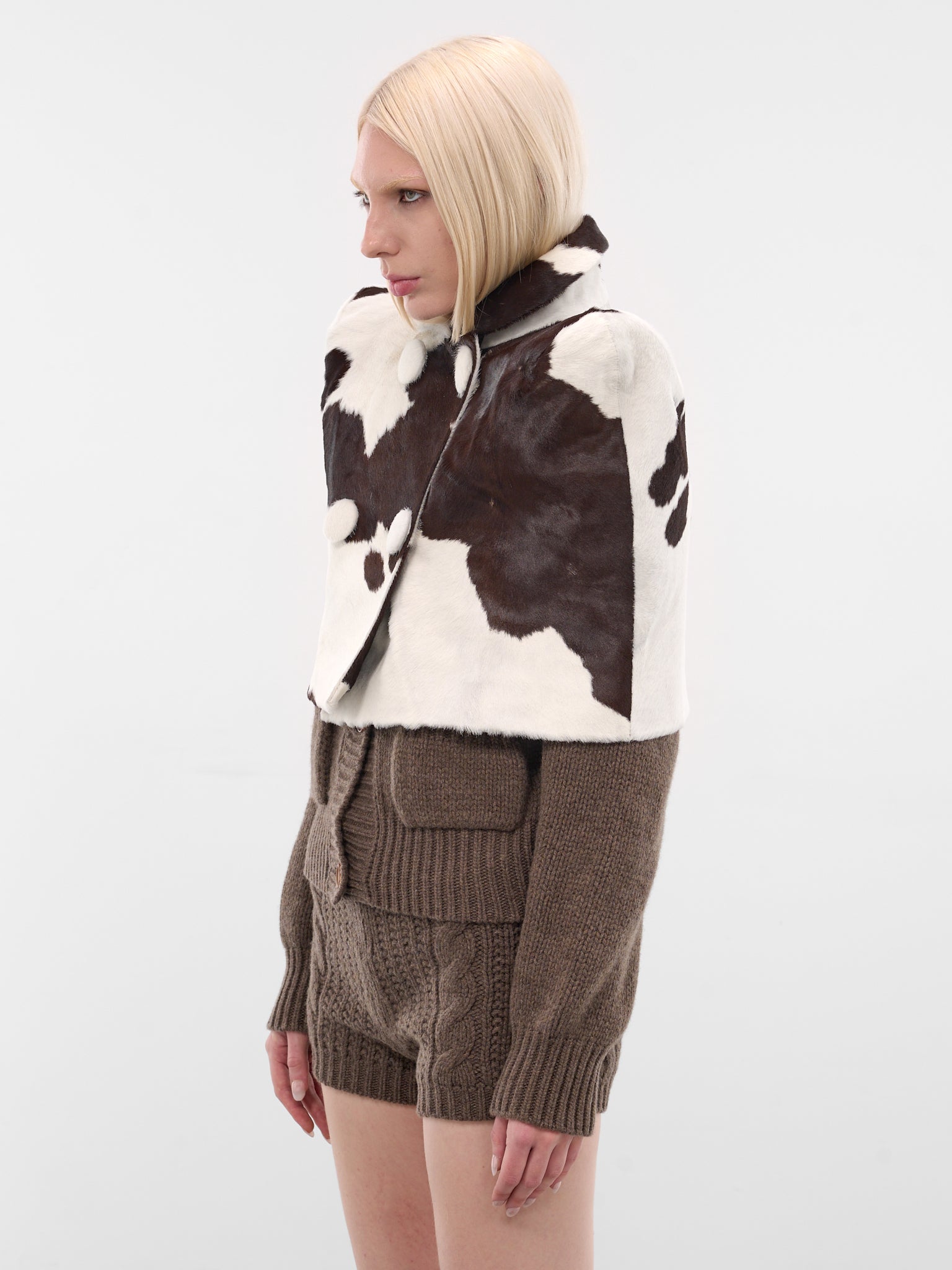 Brown Cow Print Leather Poncho (COW-PONCHO-BROWN)