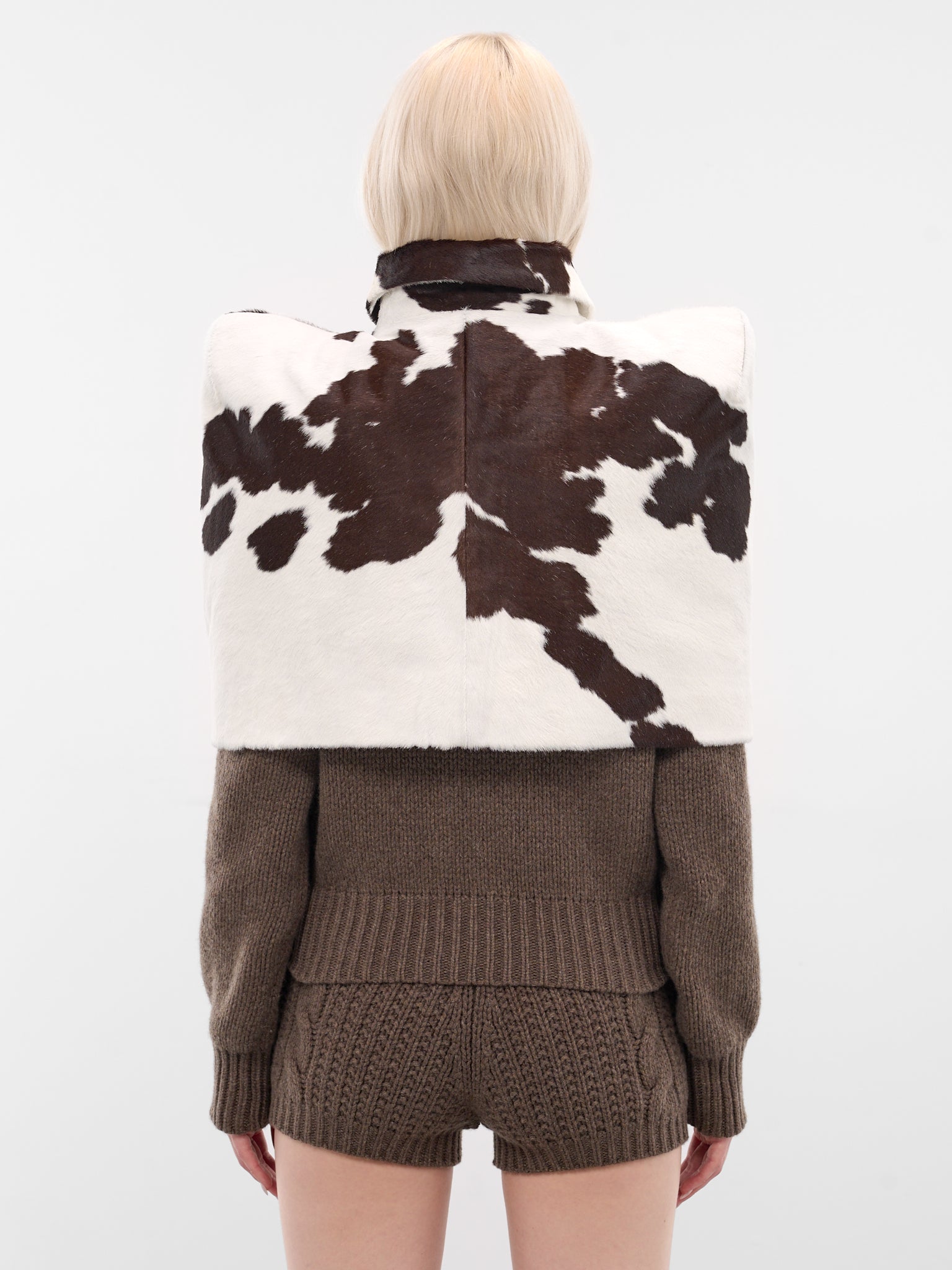 Brown Cow Print Leather Poncho (COW-PONCHO-BROWN)