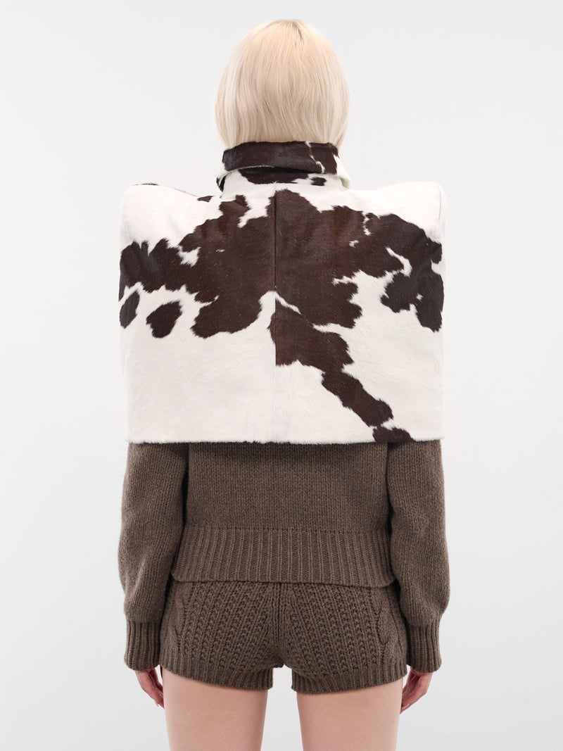 Brown Cow Print Leather Poncho (COW-PONCHO-BROWN)