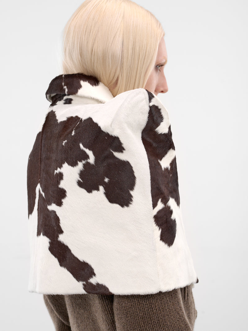 Brown Cow Print Leather Poncho (COW-PONCHO-BROWN)