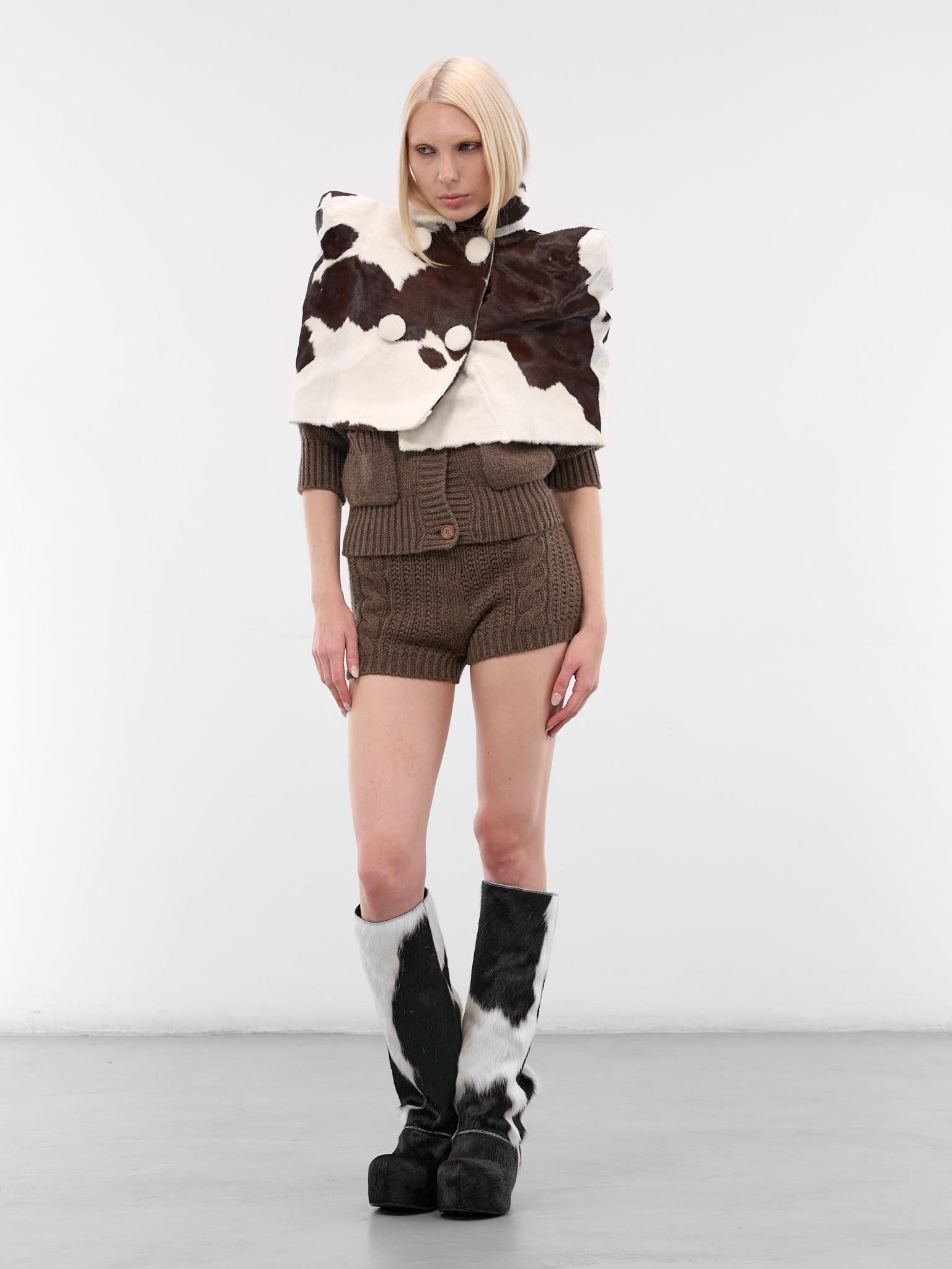 Brown Cow Print Leather Poncho (COW-PONCHO-BROWN)