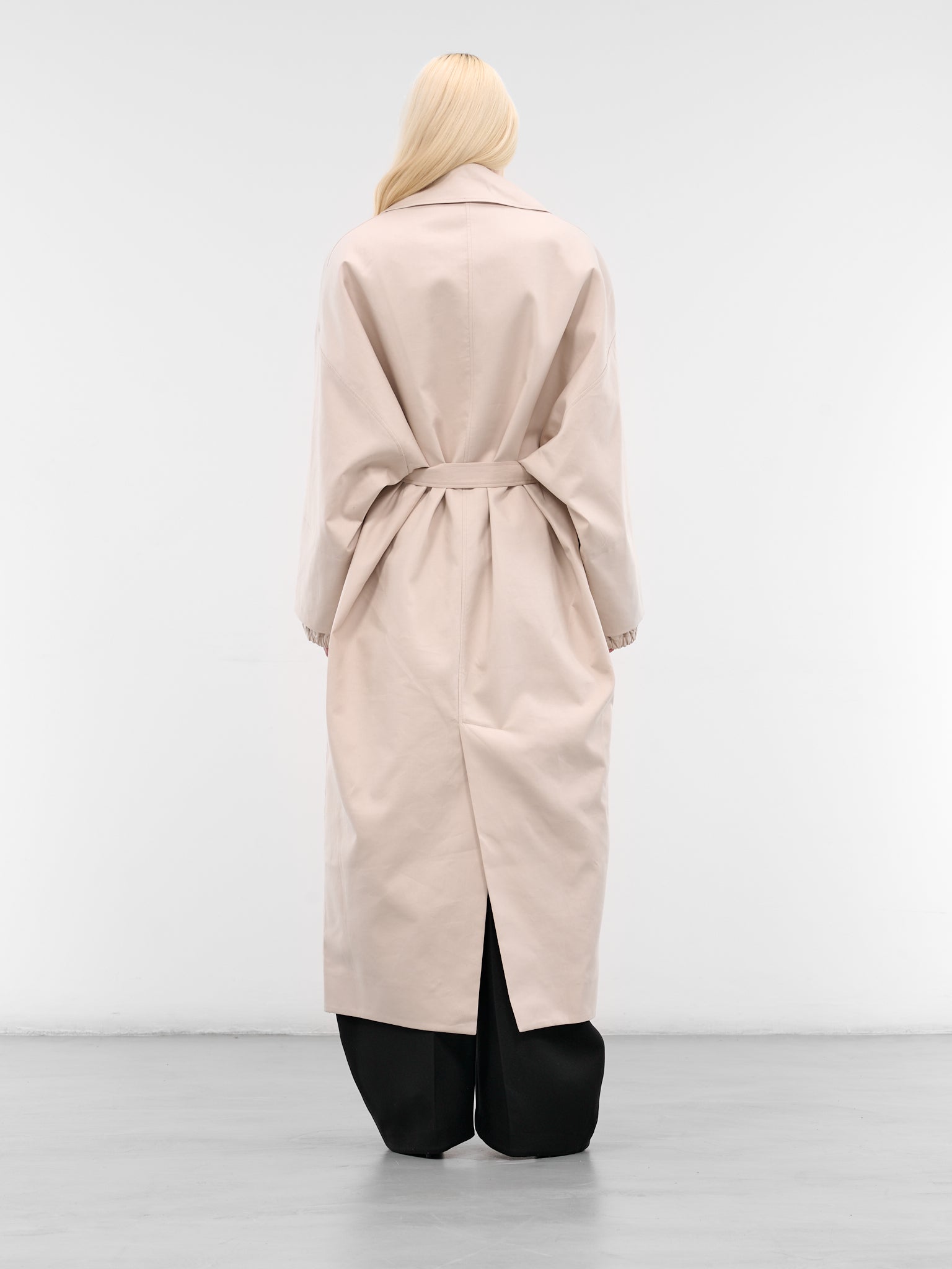 White Gabardine Trapezi Trench Coat (COW00102AW00644-OFF-WHITE)