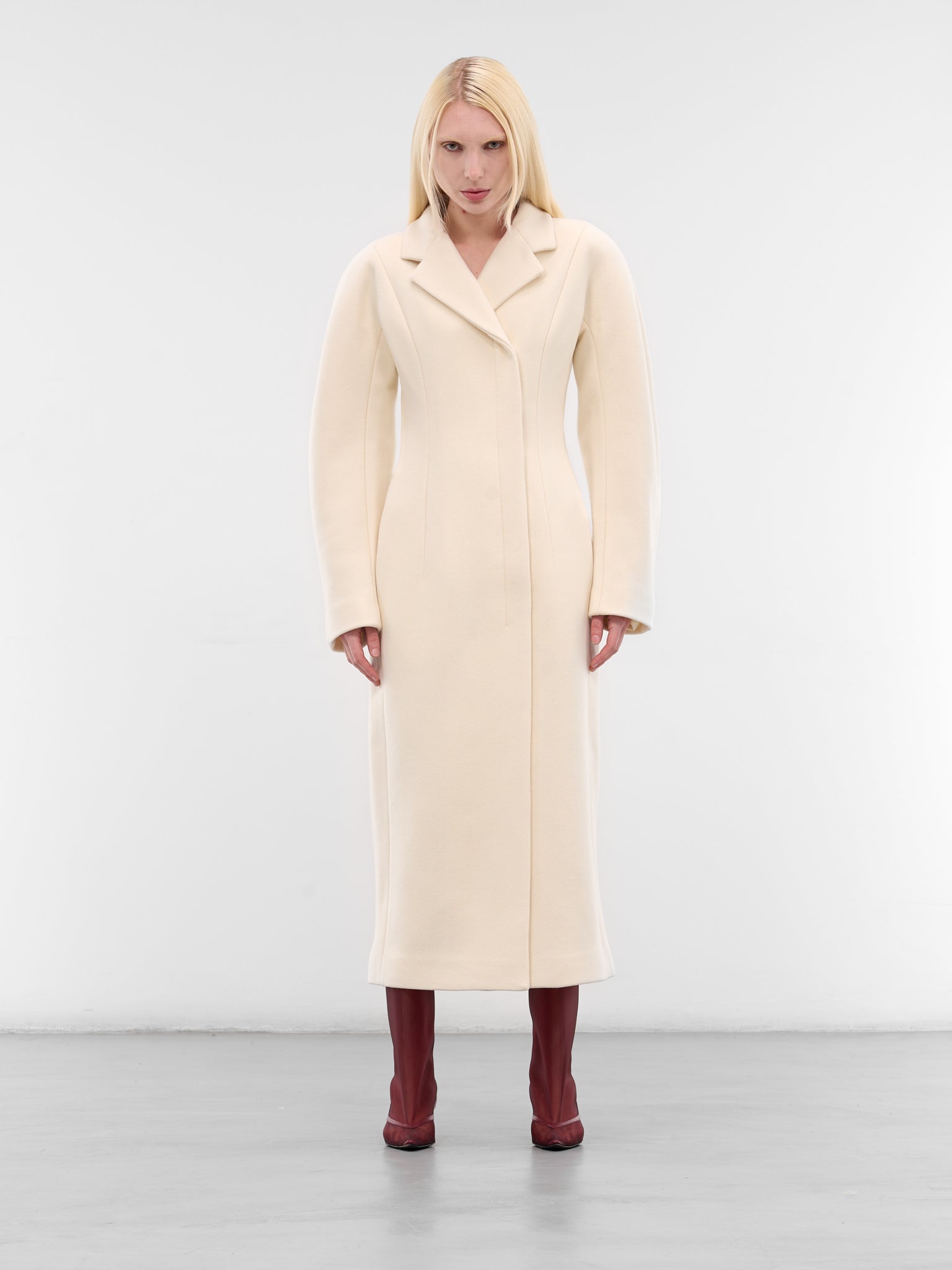 White Wool Round Shoulder Coat (COW00107AW00429-OFF-WHITE)