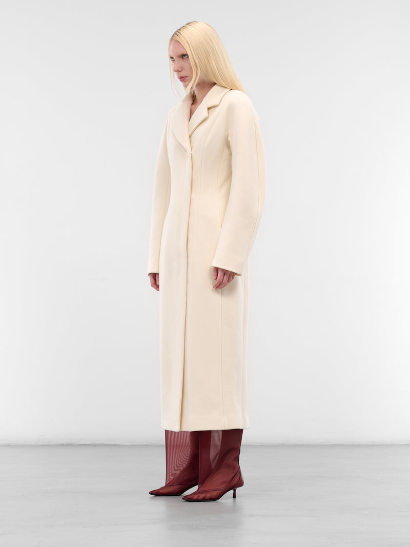 White Wool Round Shoulder Coat (COW00107AW00429-OFF-WHITE)