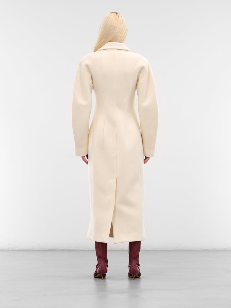 White Wool Round Shoulder Coat (COW00107AW00429-OFF-WHITE)