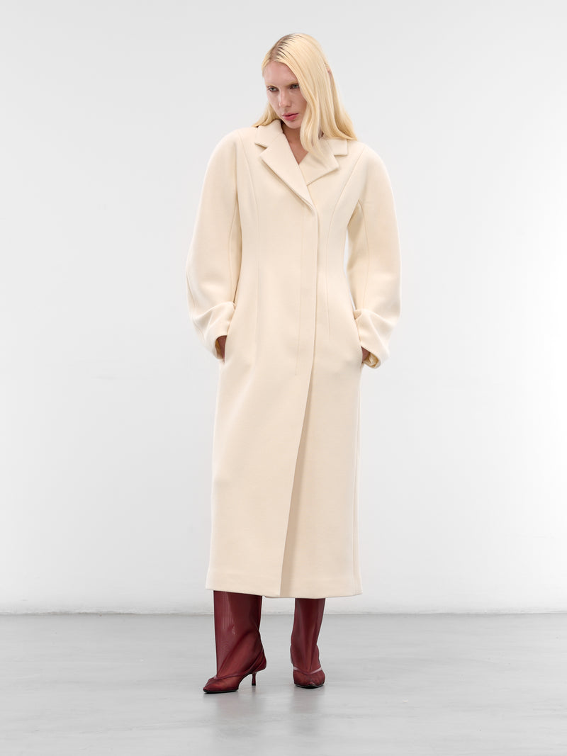 White Wool Round Shoulder Coat (COW00107AW00429-OFF-WHITE)