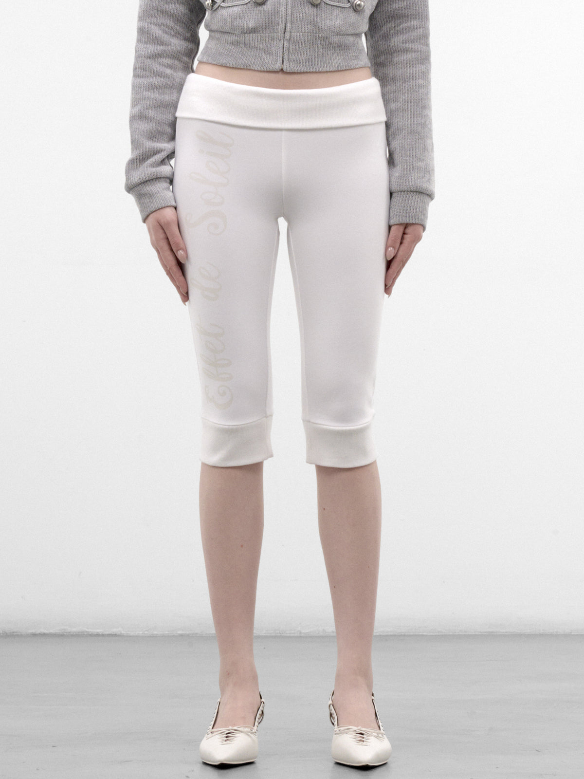Moonlight Foldover Waist Sweat Shorts (CQQA32652-MOONLIGHT-WHITE)