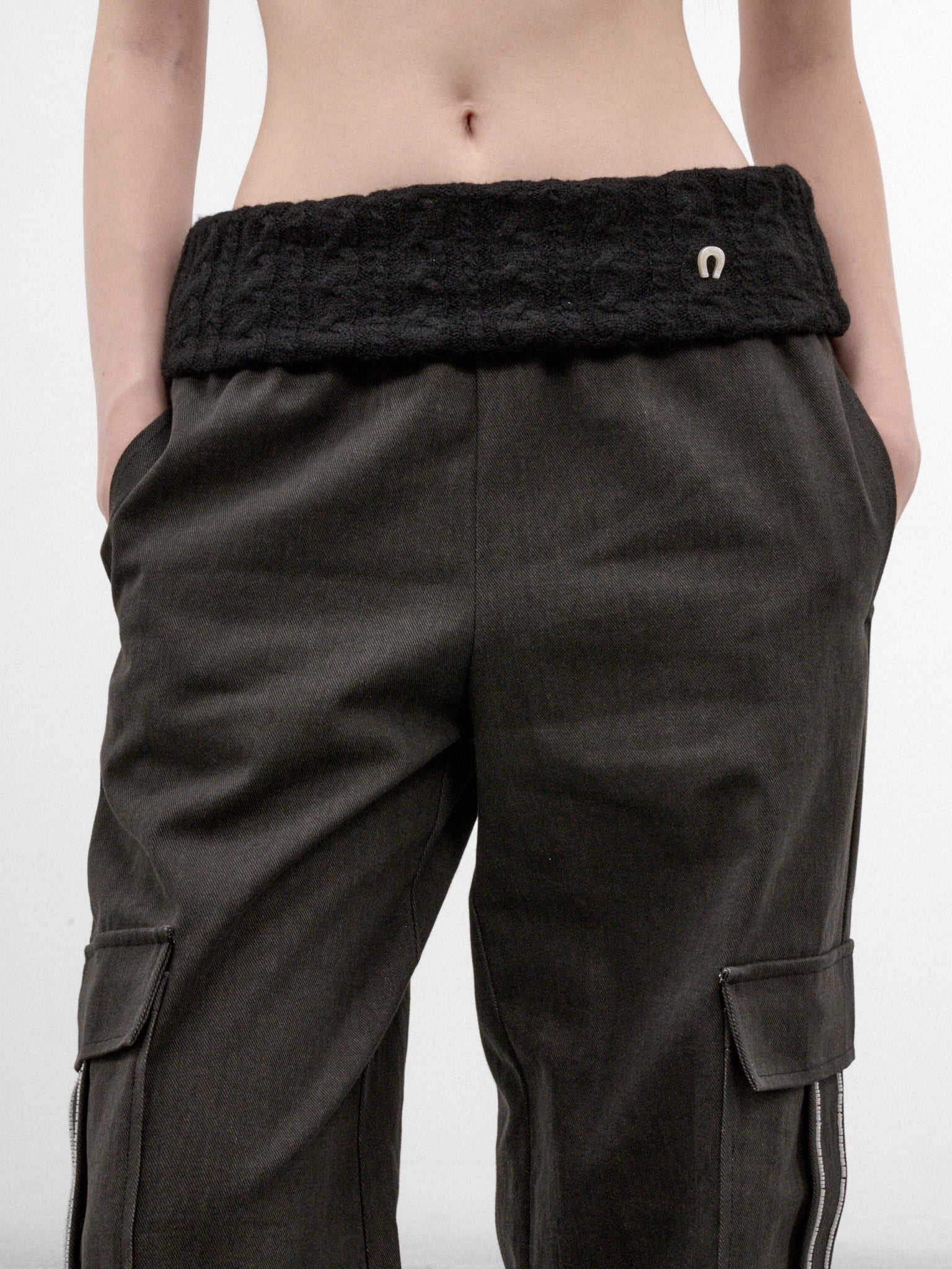 Gray Beaded Embroidery Cargo Pants (CQSA32502-ULITMATE-GREY)