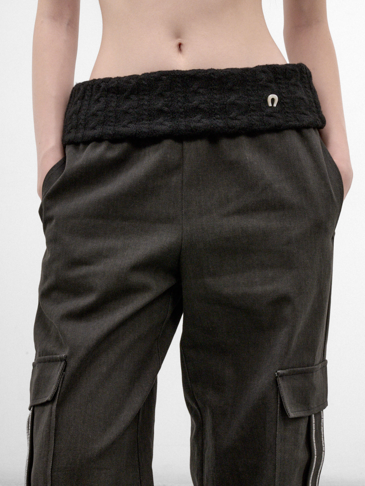 Gray Beaded Embroidery Cargo Pants (CQSA32502-ULITMATE-GREY)