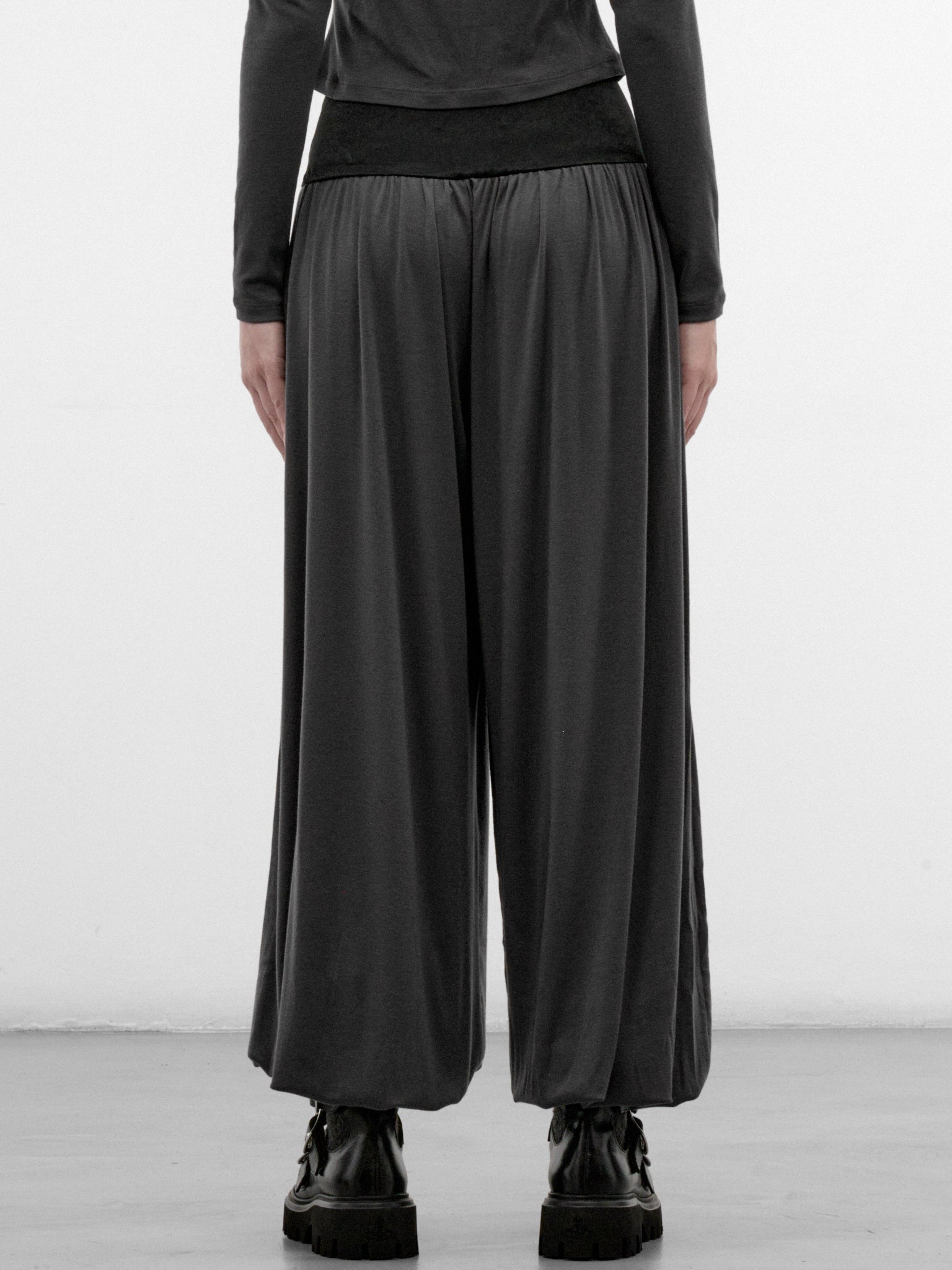 Satin Paneled Draped Balloon Pants (CQZA32575-ULTIMATE-GREY)