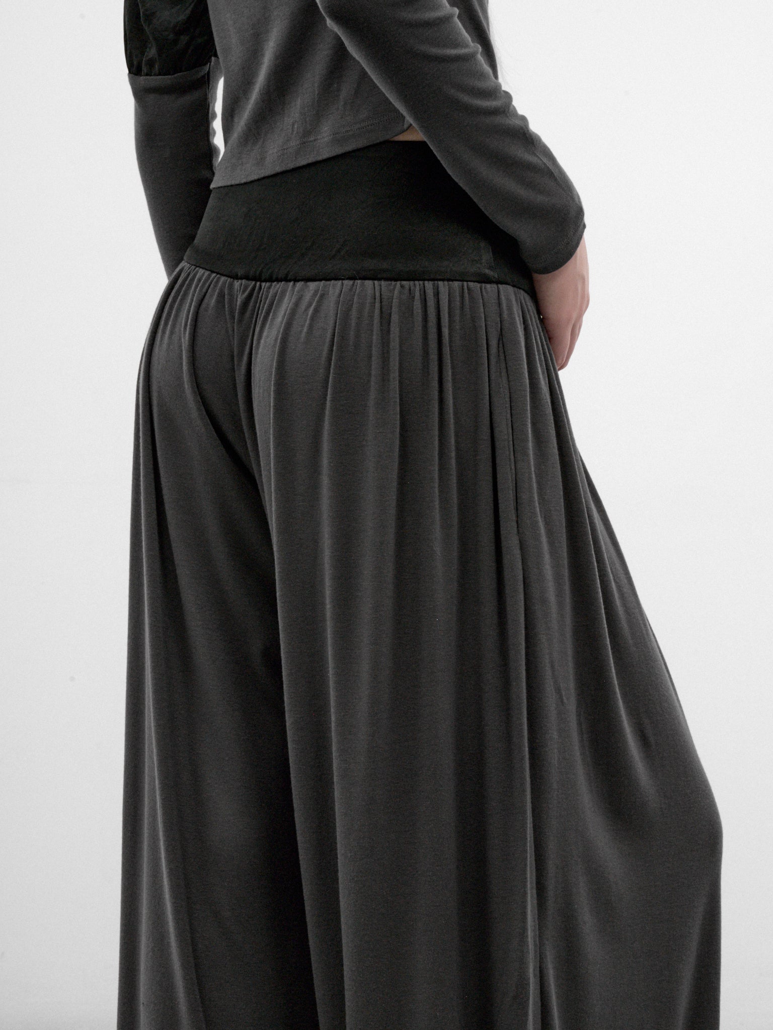 Satin Paneled Draped Balloon Pants (CQZA32575-ULTIMATE-GREY)