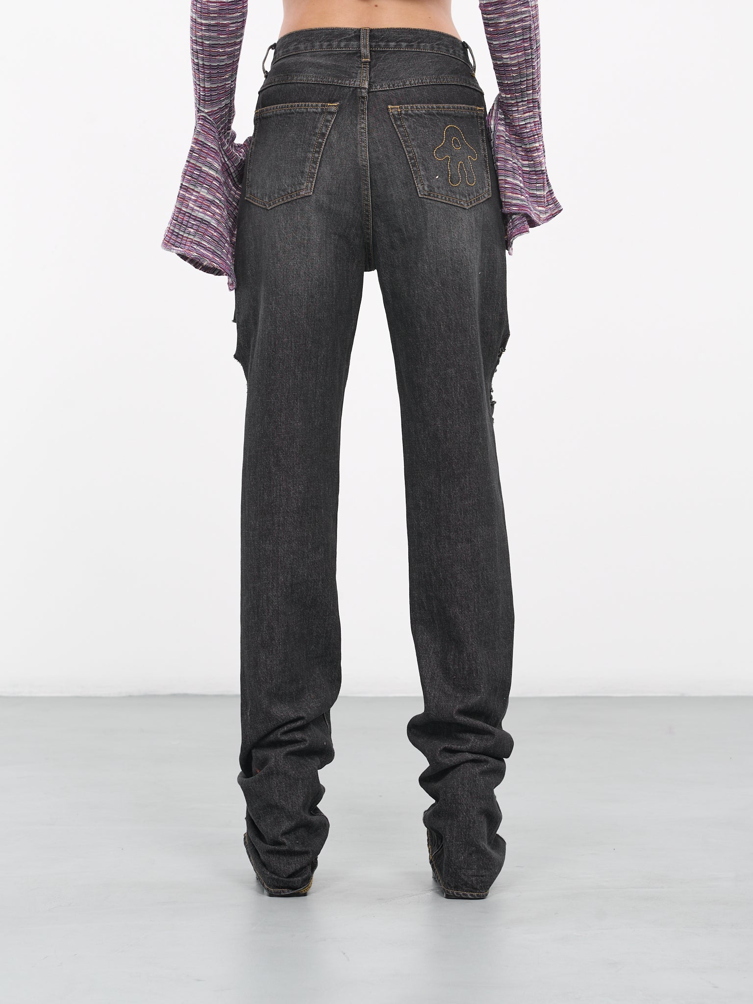 Drawstring Jeans (CS011-BLACK-STONE-WASH)