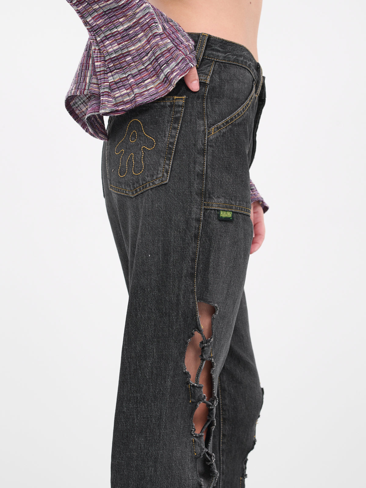 Drawstring Jeans (CS011-BLACK-STONE-WASH)