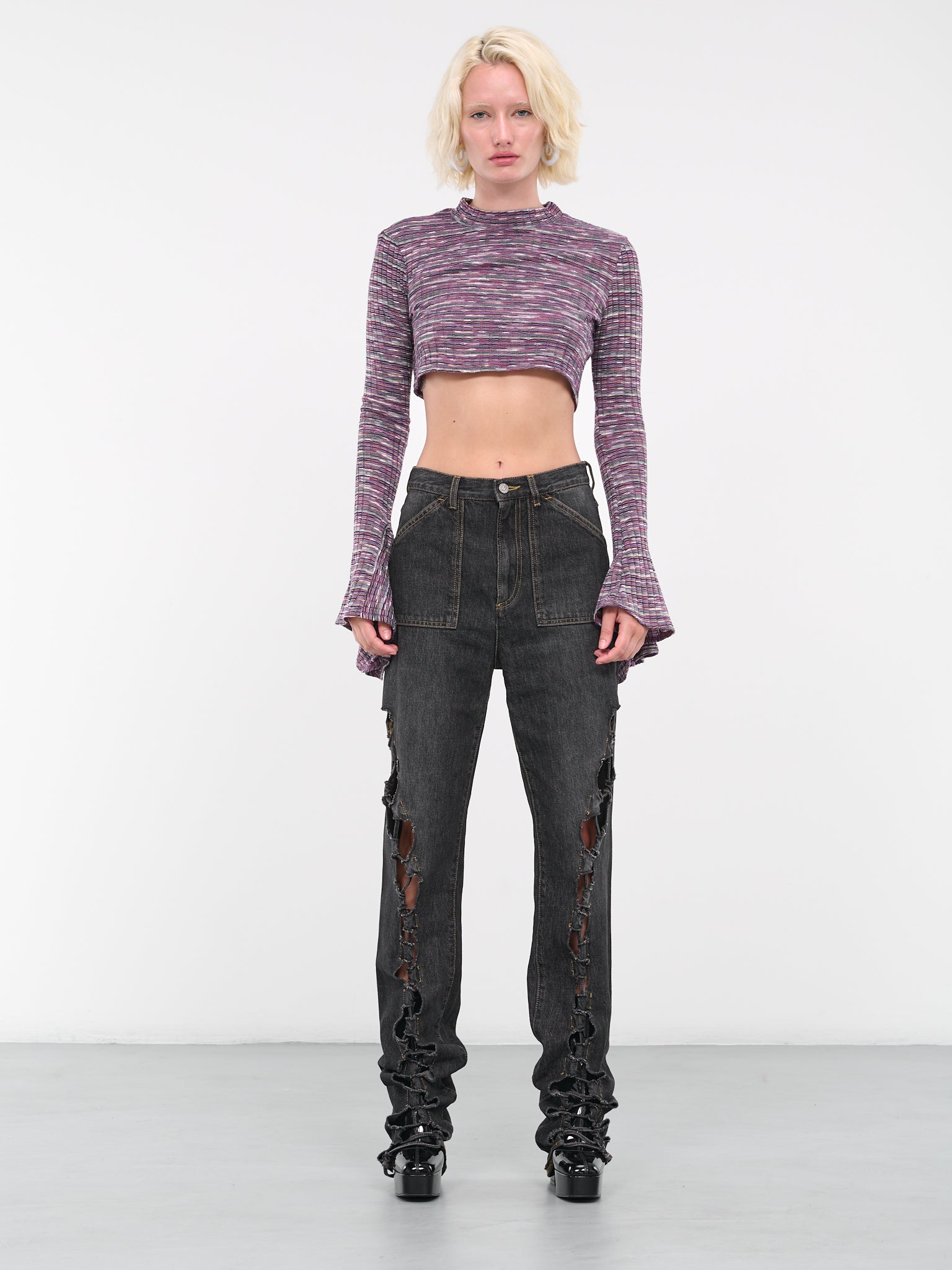 Drawstring Jeans (CS011-BLACK-STONE-WASH)