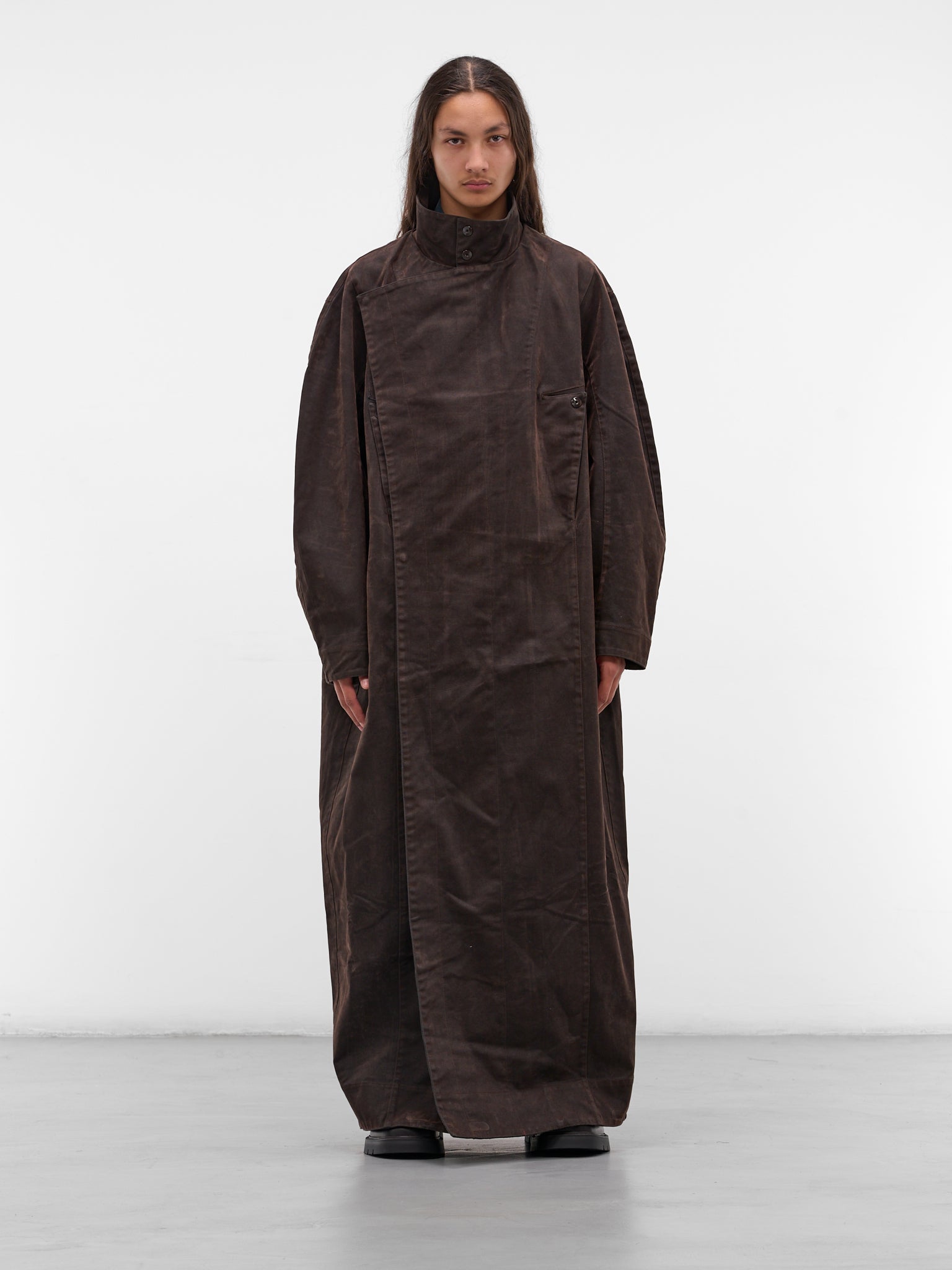 Brown Pina Denim Wrap Coat (CT-101-02-BROWN)