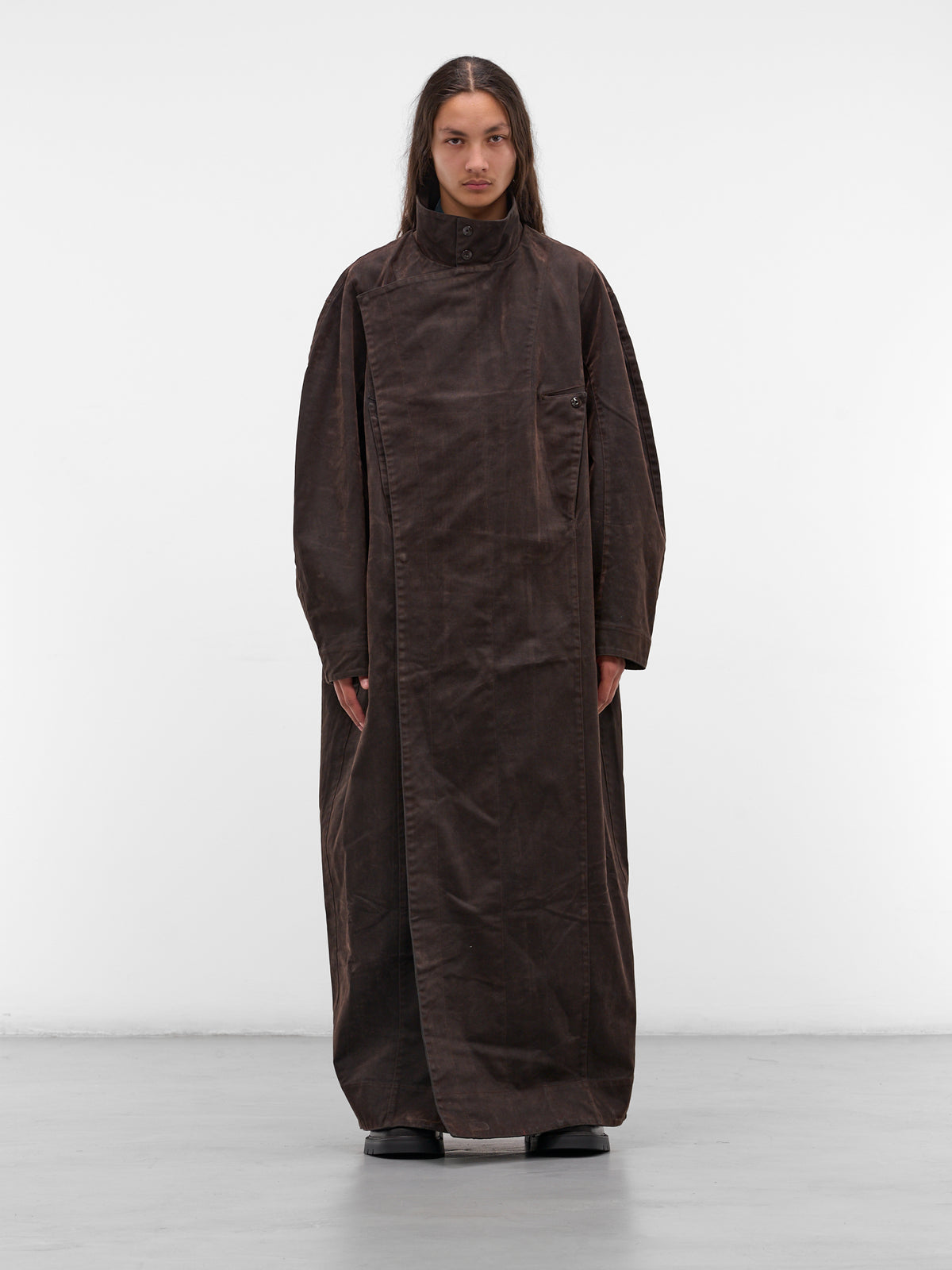 Brown Pina Denim Wrap Coat (CT-101-02-BROWN)