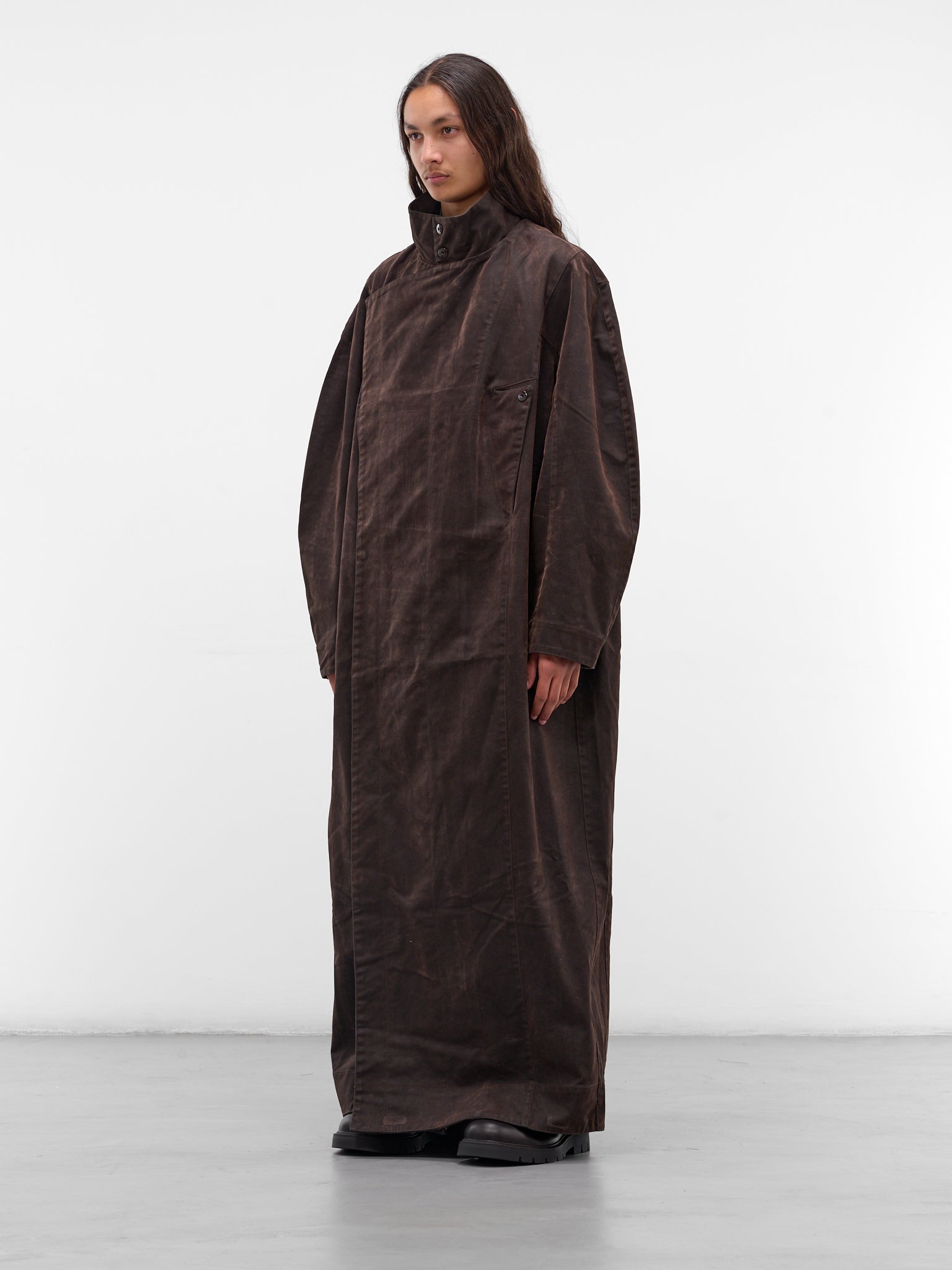 Brown Pina Denim Wrap Coat (CT-101-02-BROWN)