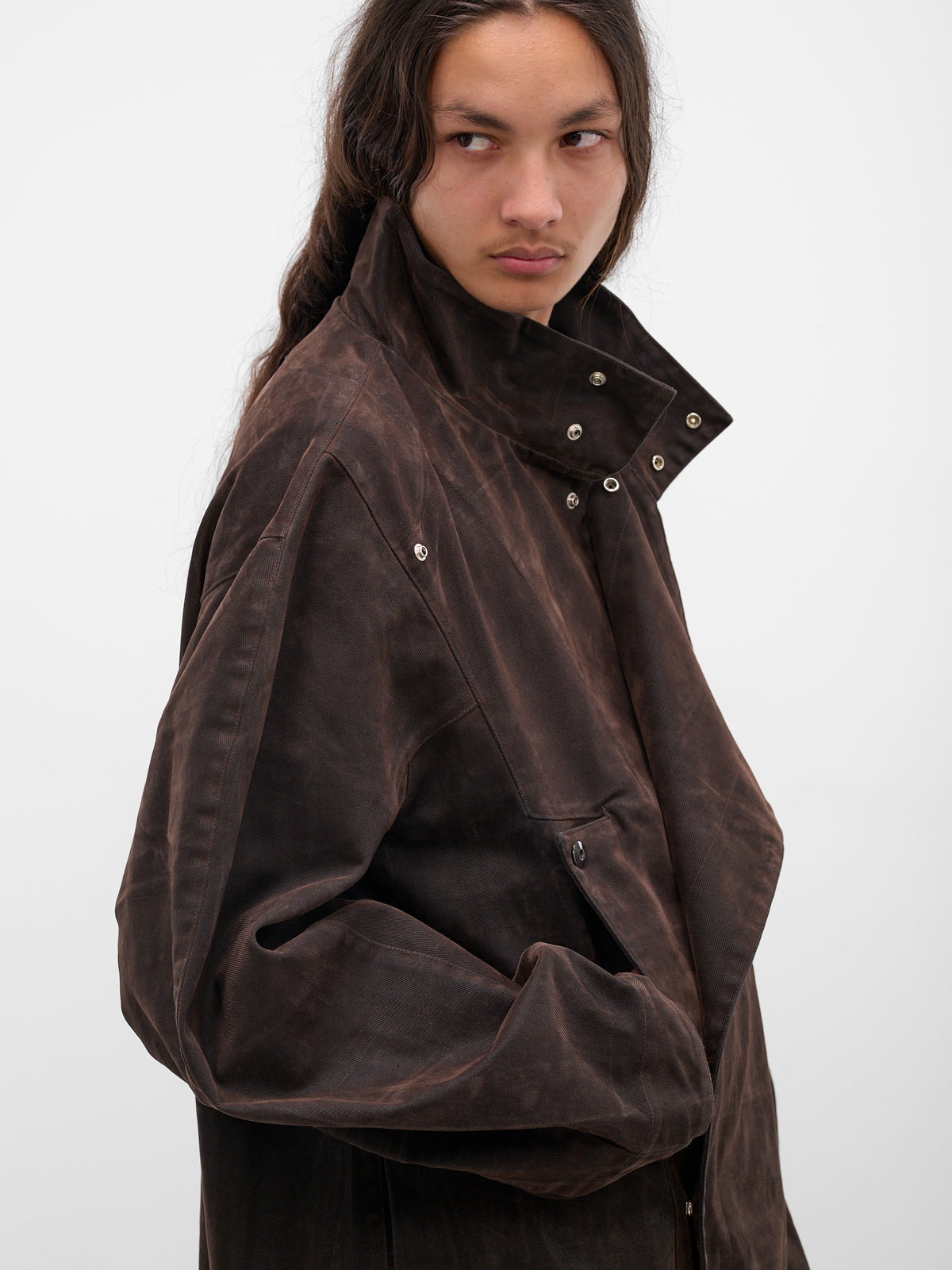 Brown Pina Denim Wrap Coat (CT-101-02-BROWN)