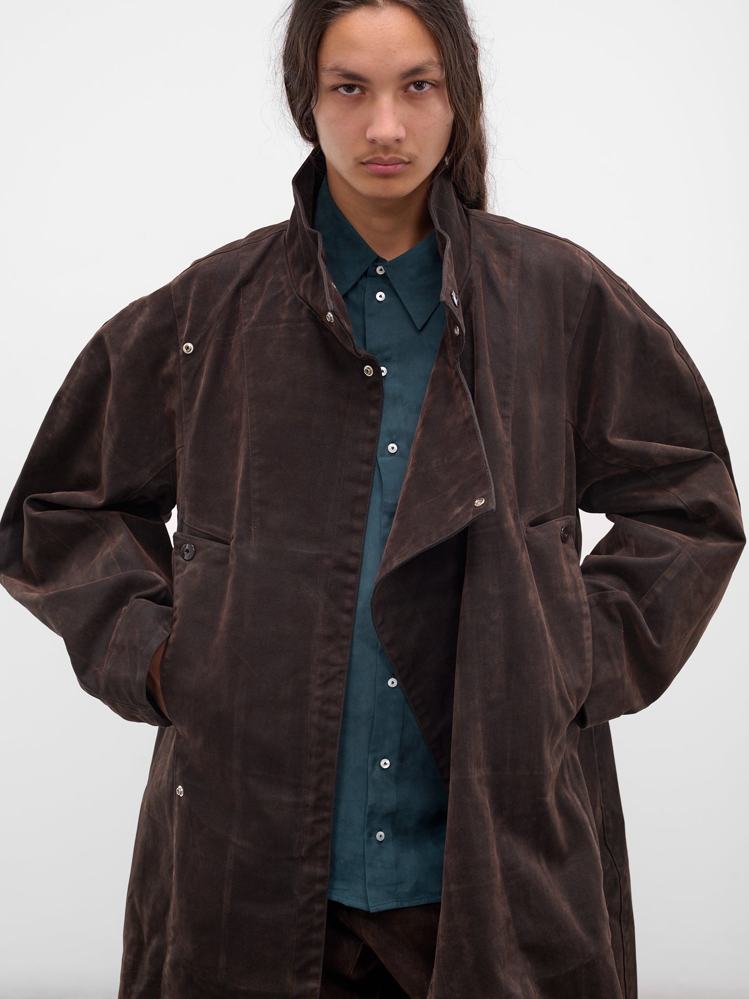 Brown Pina Denim Wrap Coat (CT-101-02-BROWN)