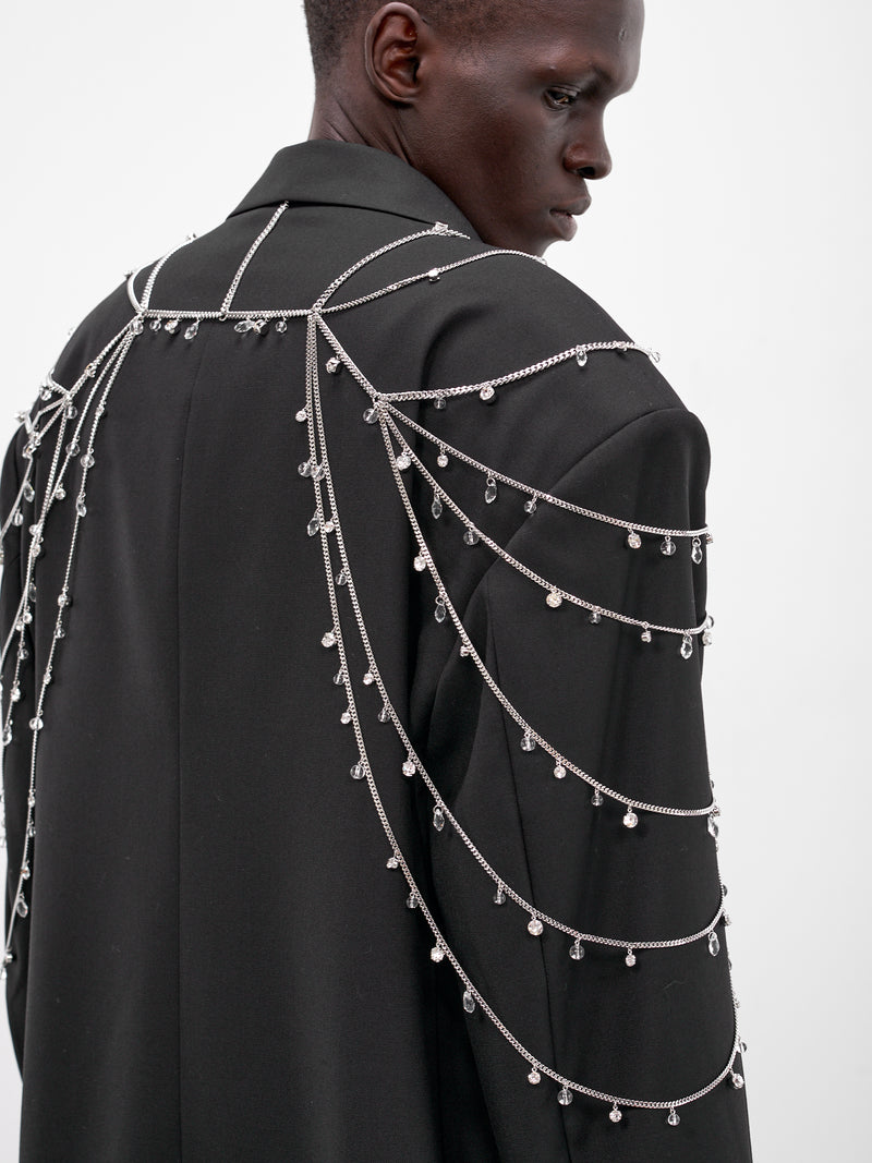 Black Detachable Crystal Oversized Coat (CT0-26-002-M-BK-BLACK)