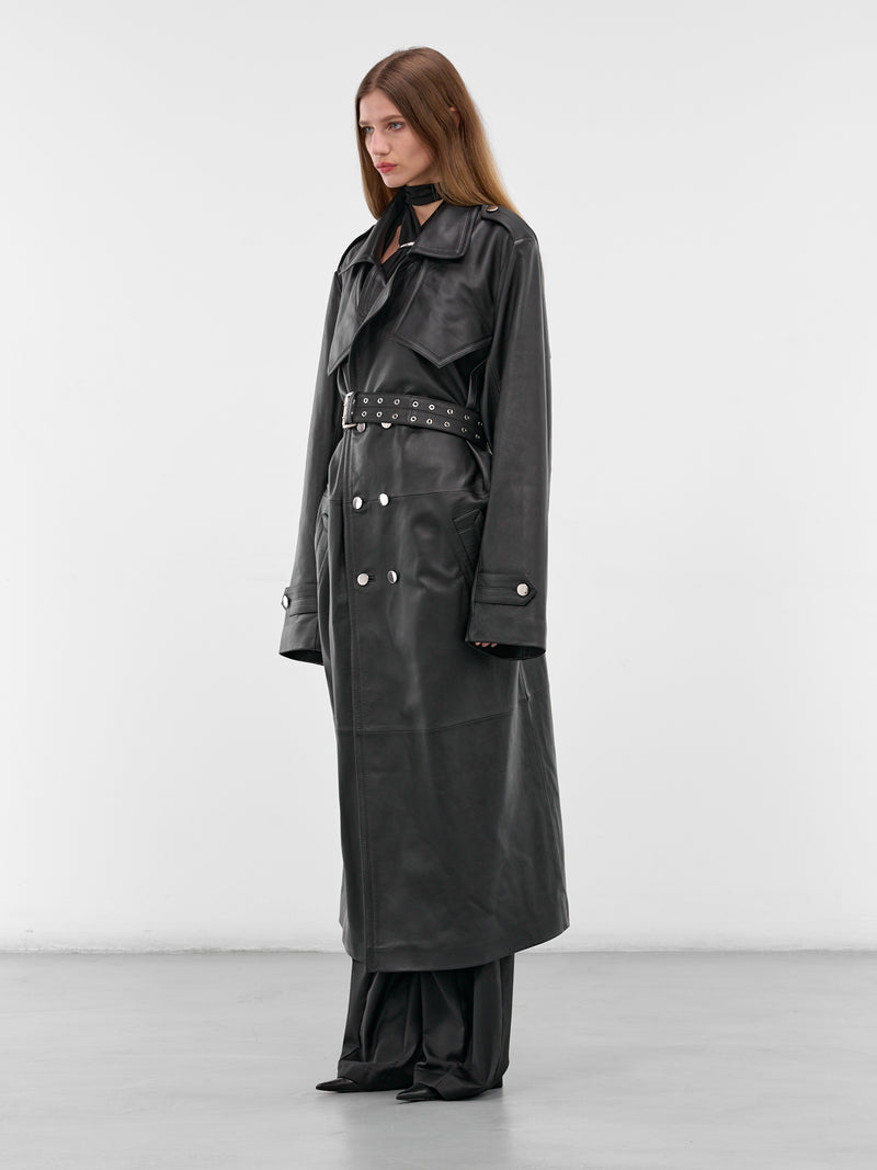 Amanda Black Lamb Leather Trench (CT006-U-LEA-BLACK)