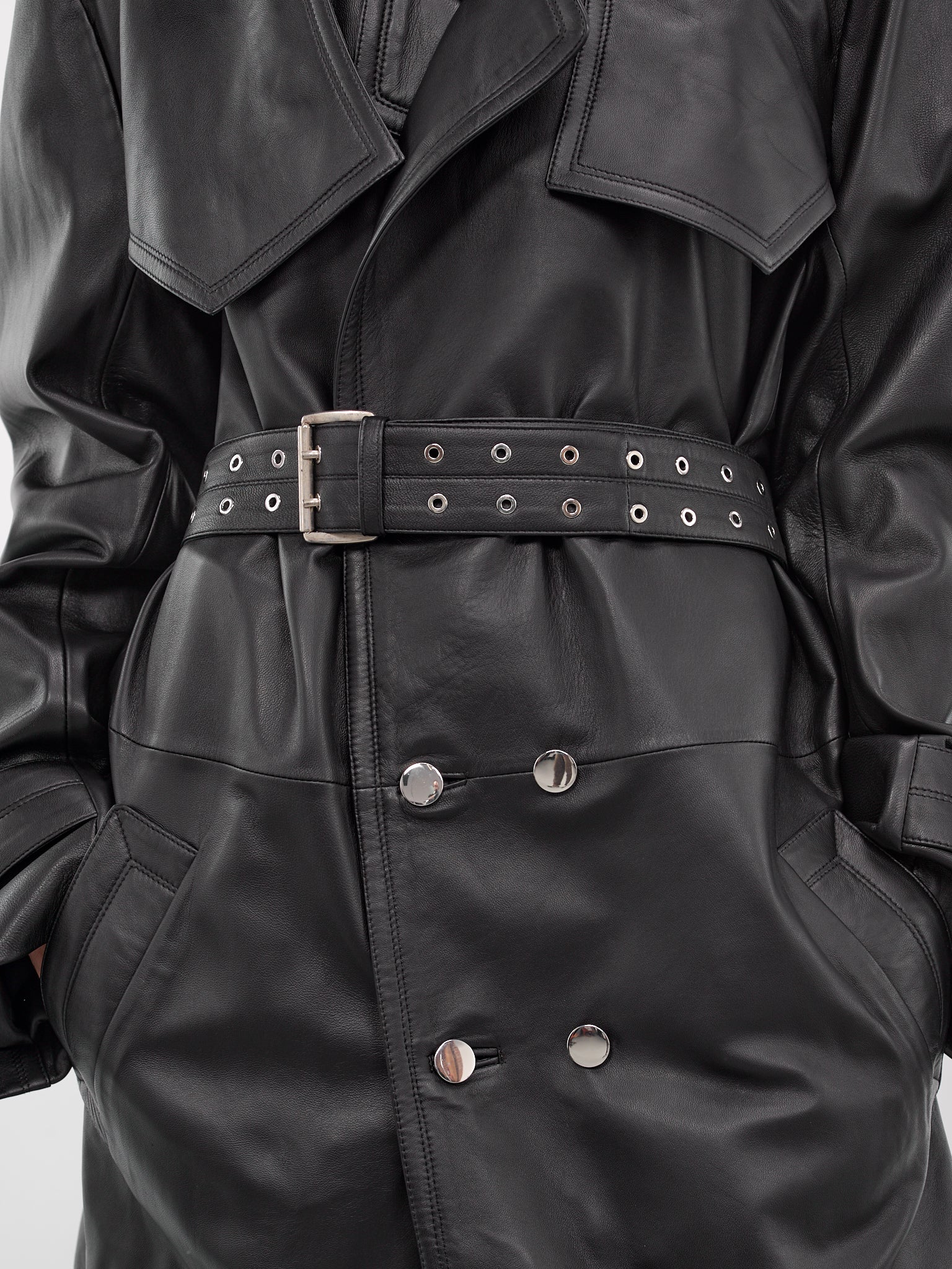 Amanda Black Lamb Leather Trench (CT006-U-LEA-BLACK)